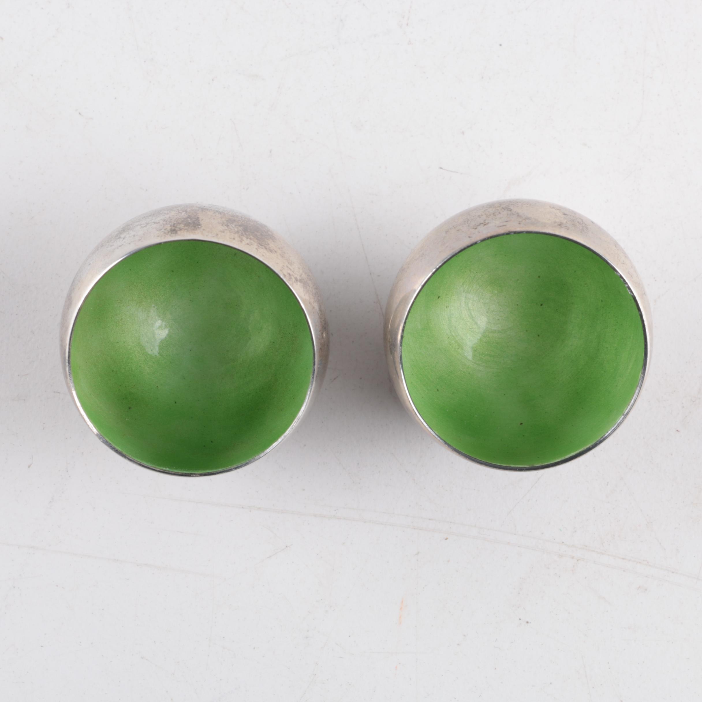 Hermann Bauer Mid Century Modern 835 Silver Open Salt Cellars, Circa 1930