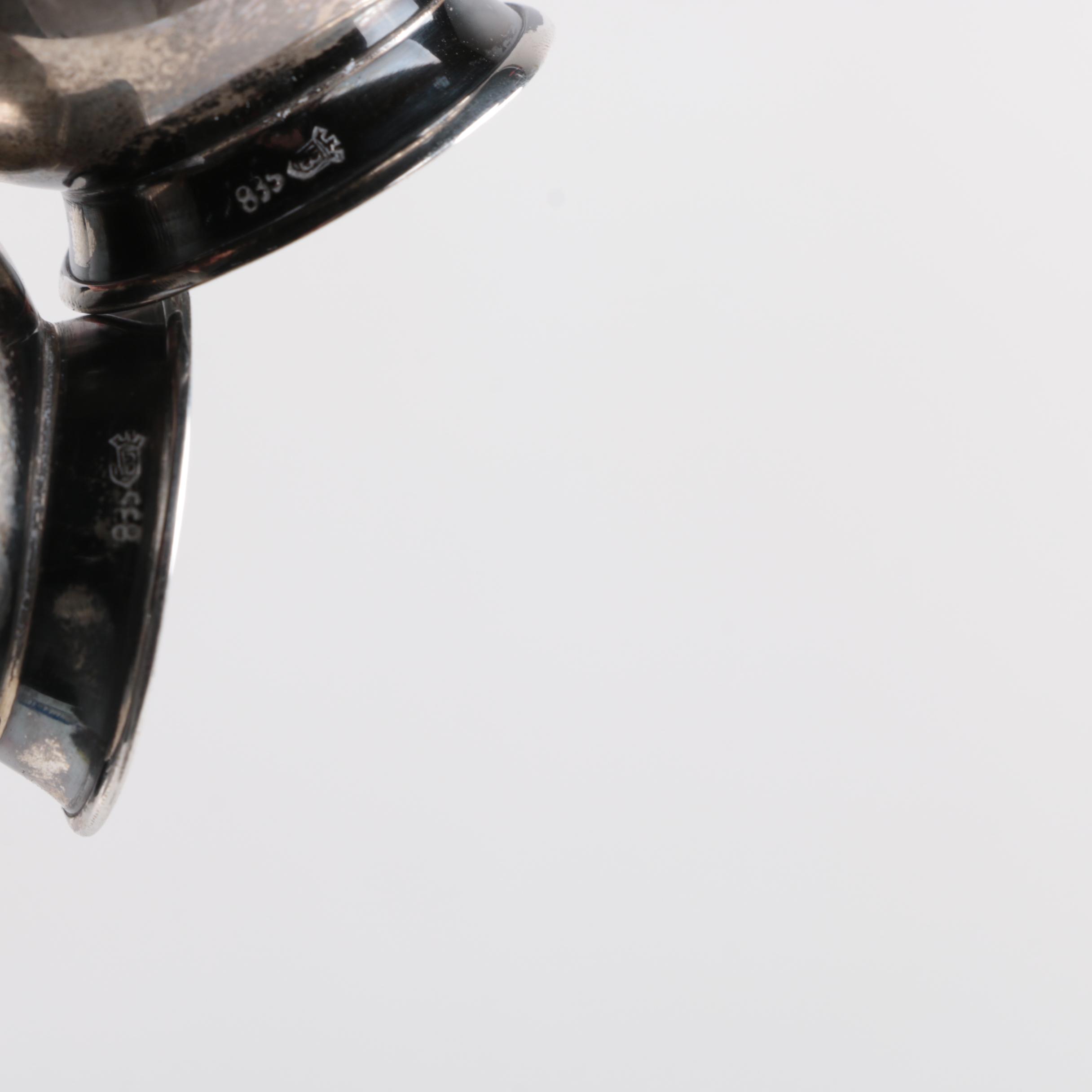 Hermann Bauer Mid Century Modern 835 Silver Open Salt Cellars, Circa 1930