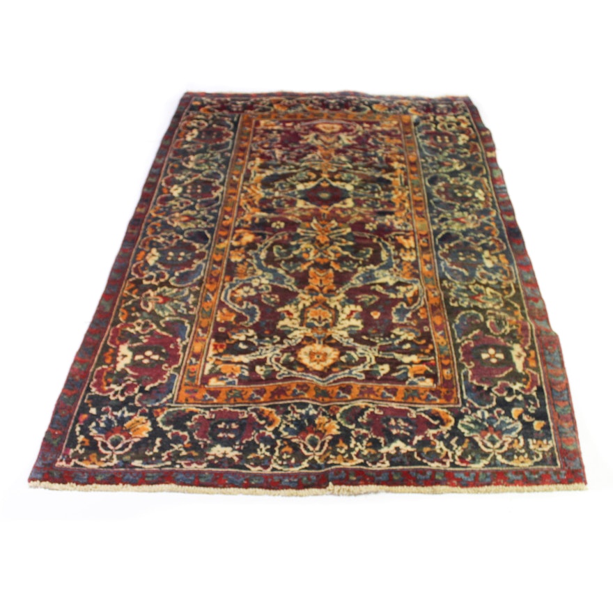 4'8 x 7'9 Hand-Knotted Persian-Kurdish Bijar Rug