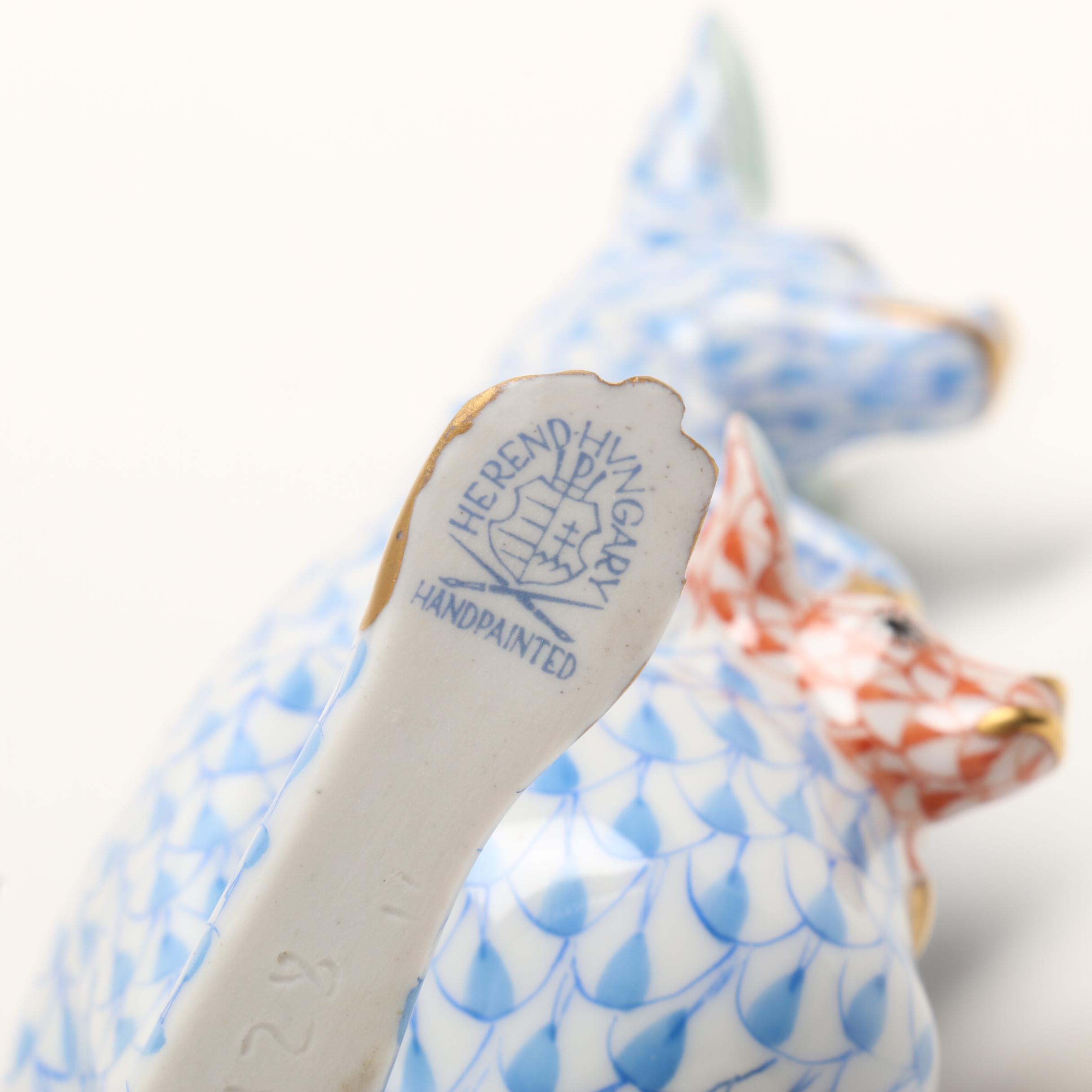 Herend Hungary "Kangaroo with Joey" Handpainted Porcelain Figurine