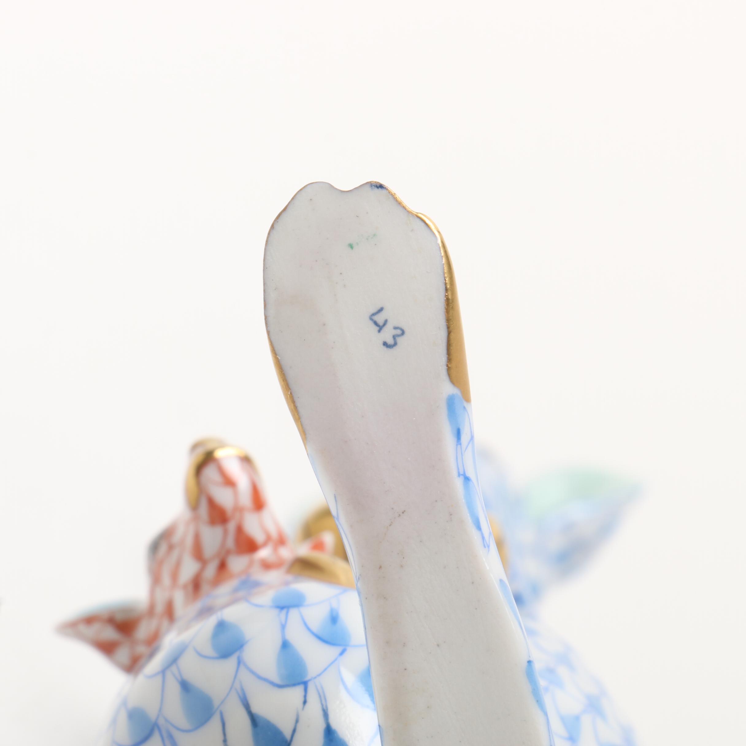 Herend Hungary "Kangaroo with Joey" Handpainted Porcelain Figurine