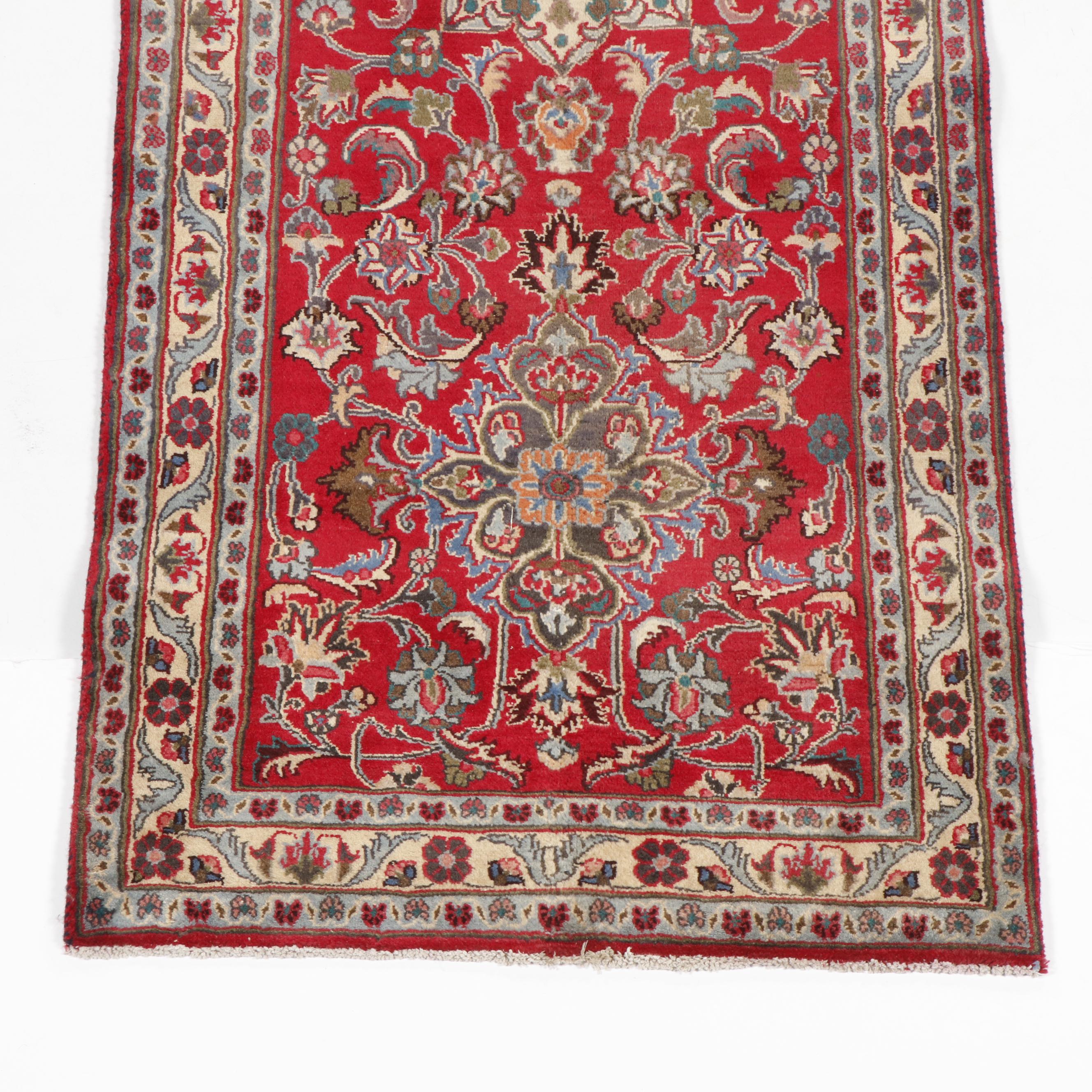Hand-Knotted Mashhad Floral Wool Runner