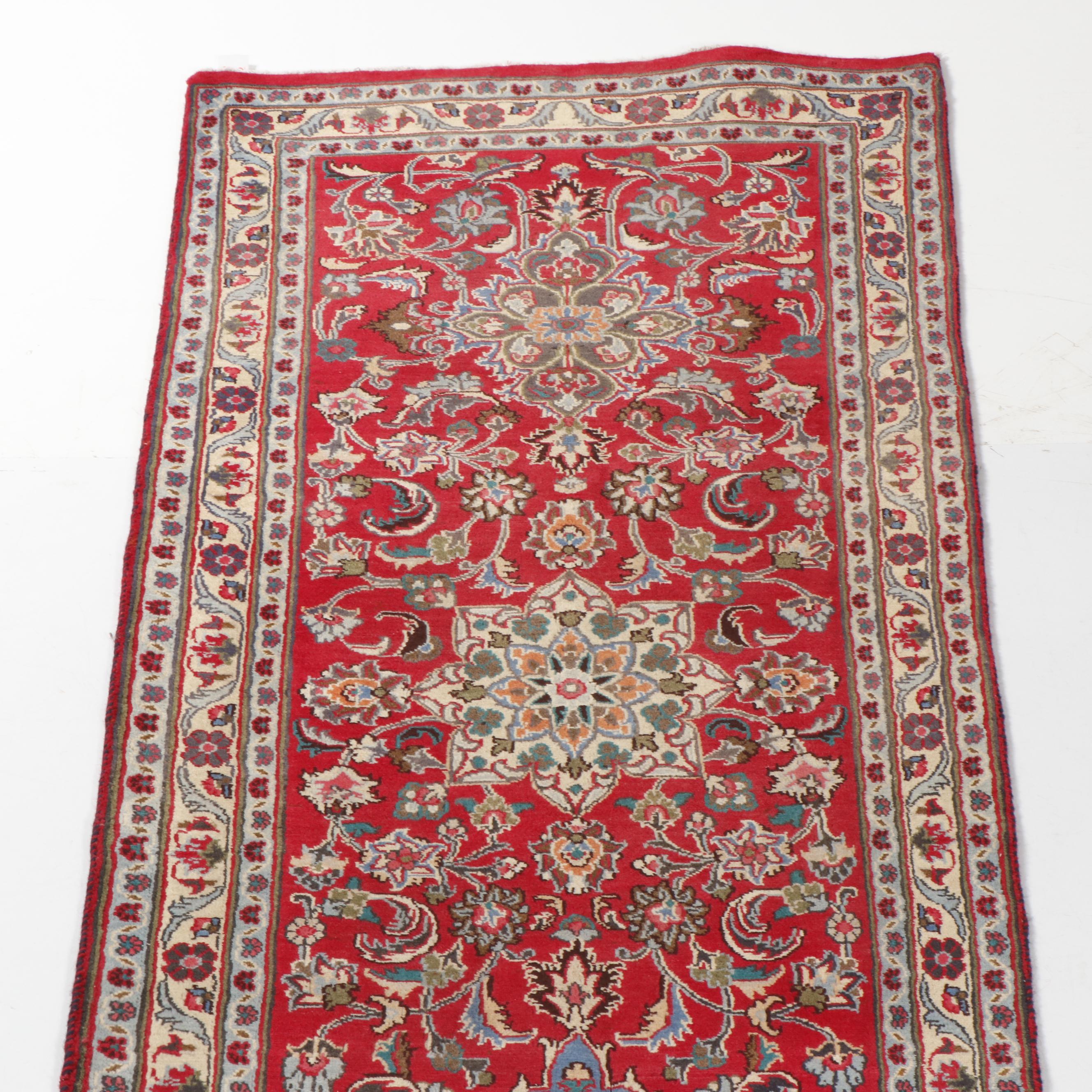 Hand-Knotted Mashhad Floral Wool Runner