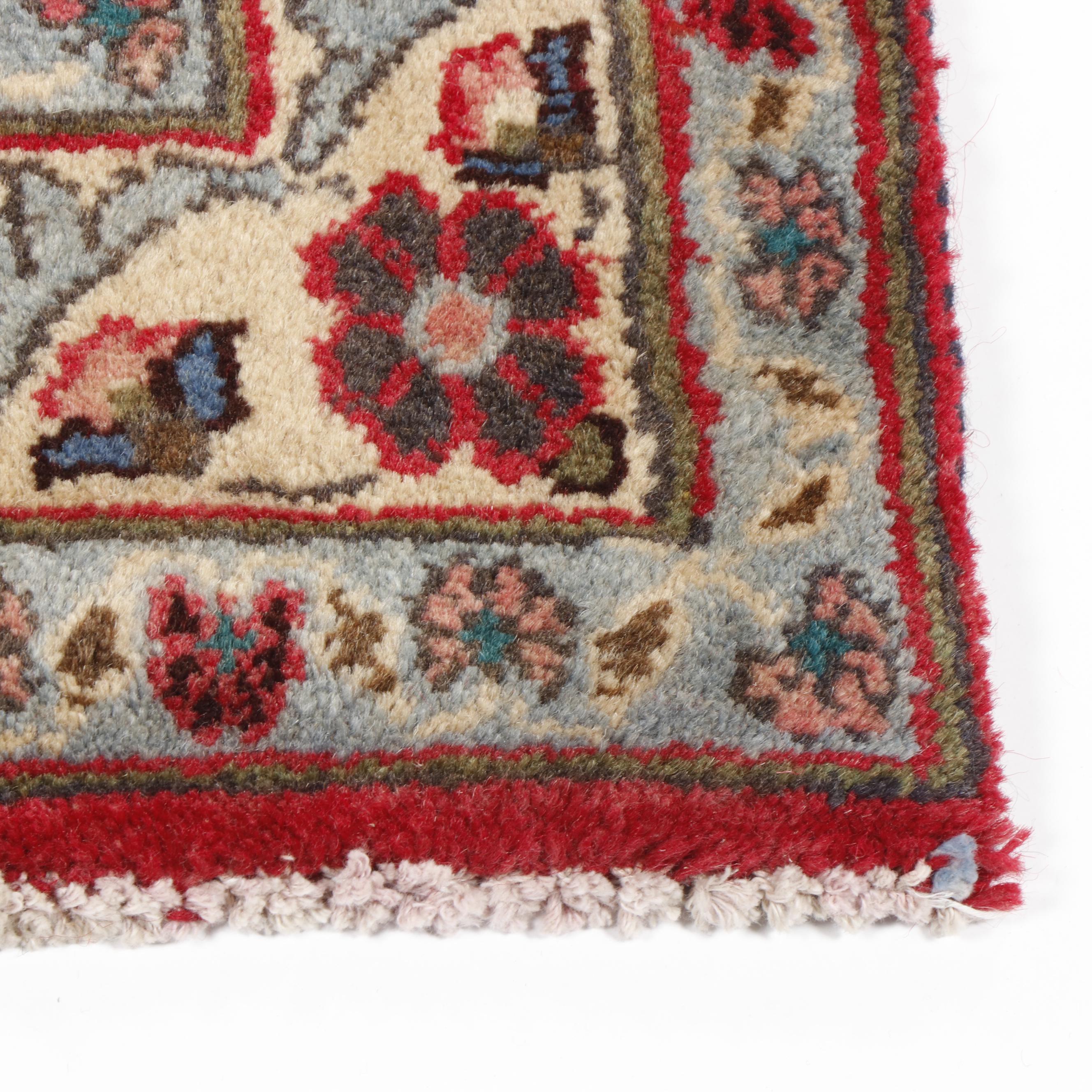 Hand-Knotted Mashhad Floral Wool Runner