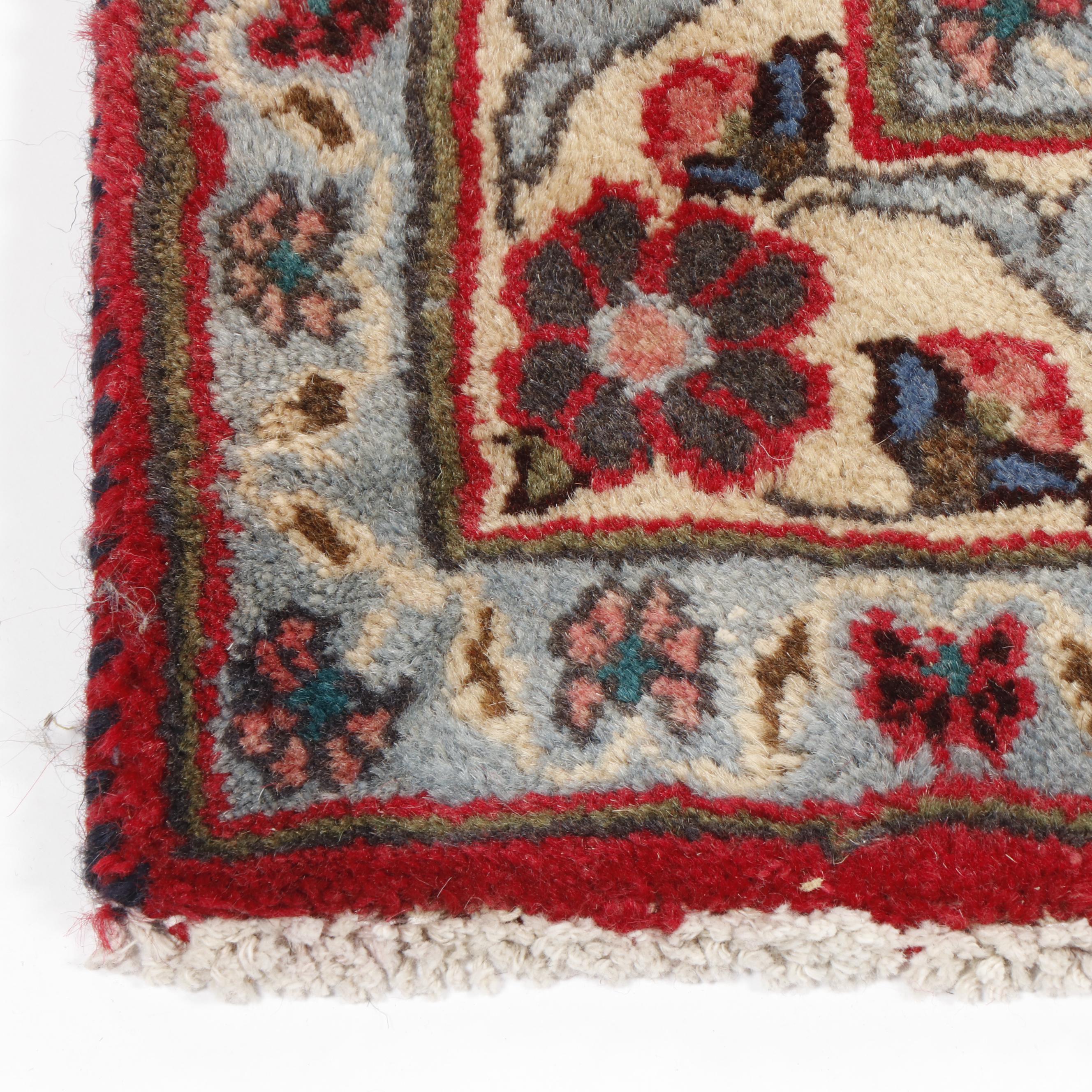 Hand-Knotted Mashhad Floral Wool Runner