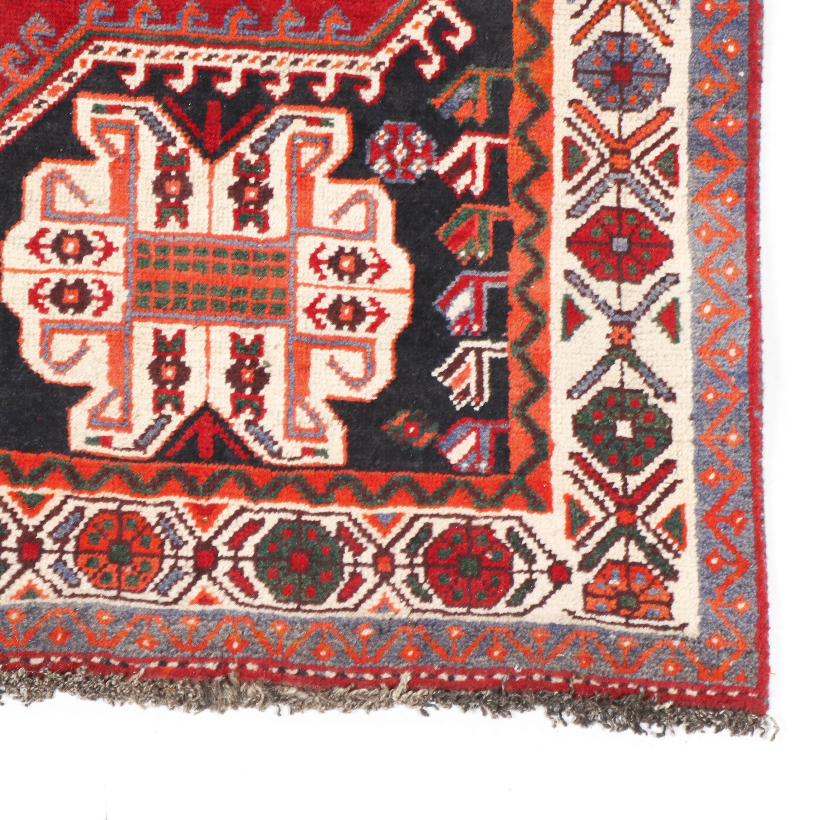 Hand-Knotted Shirvan Pictorial Wool Rug