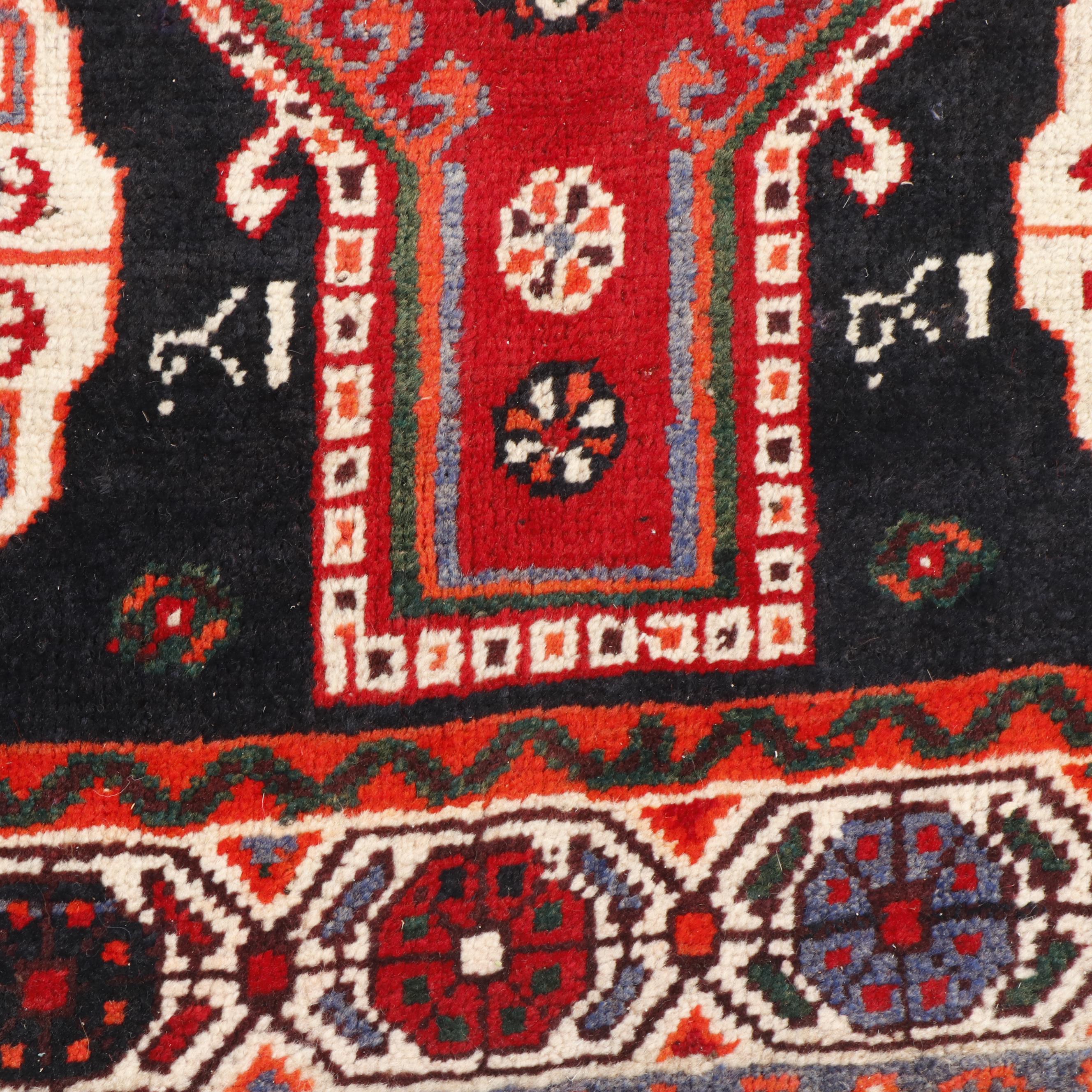 Hand-Knotted Shirvan Pictorial Wool Rug