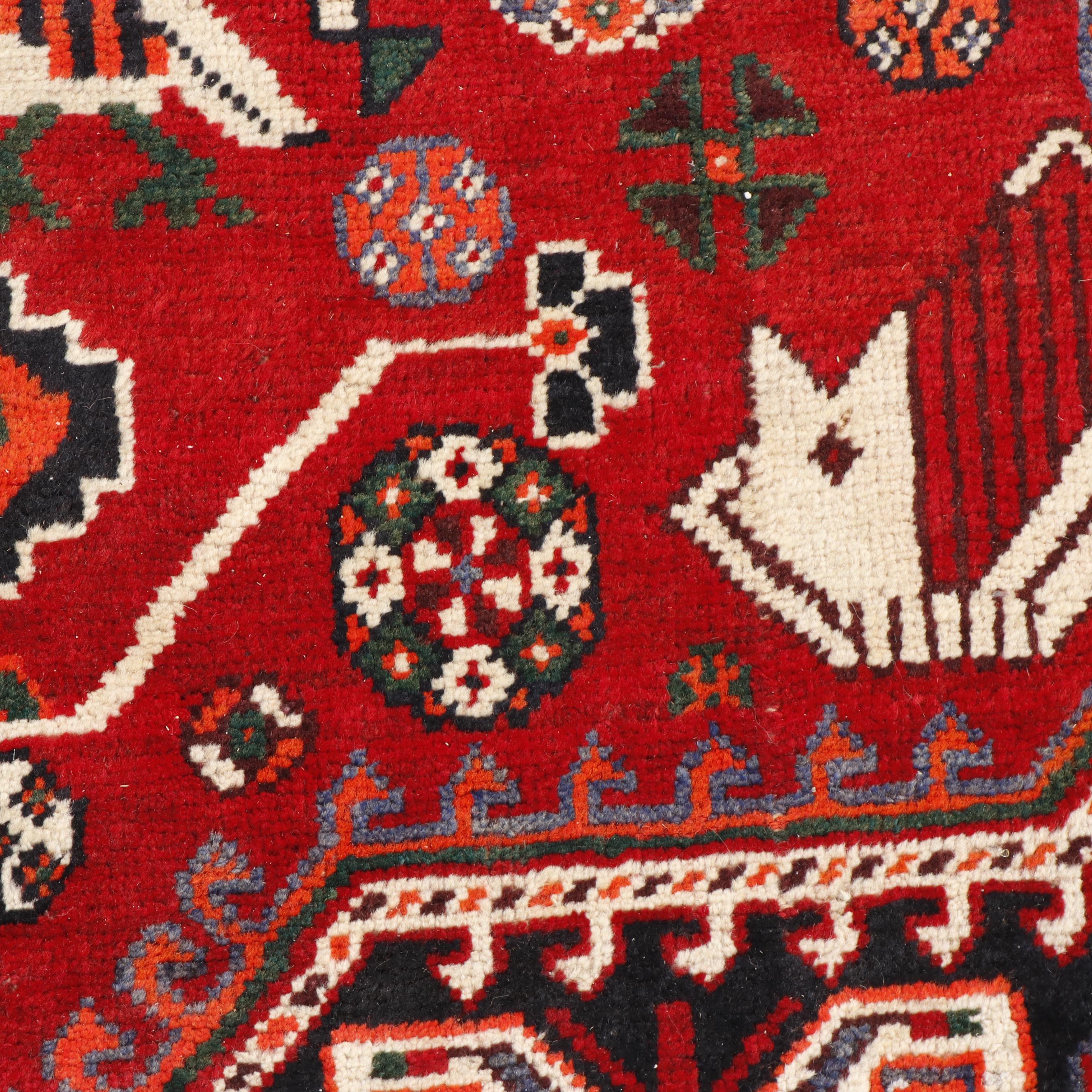 Hand-Knotted Shirvan Pictorial Wool Rug