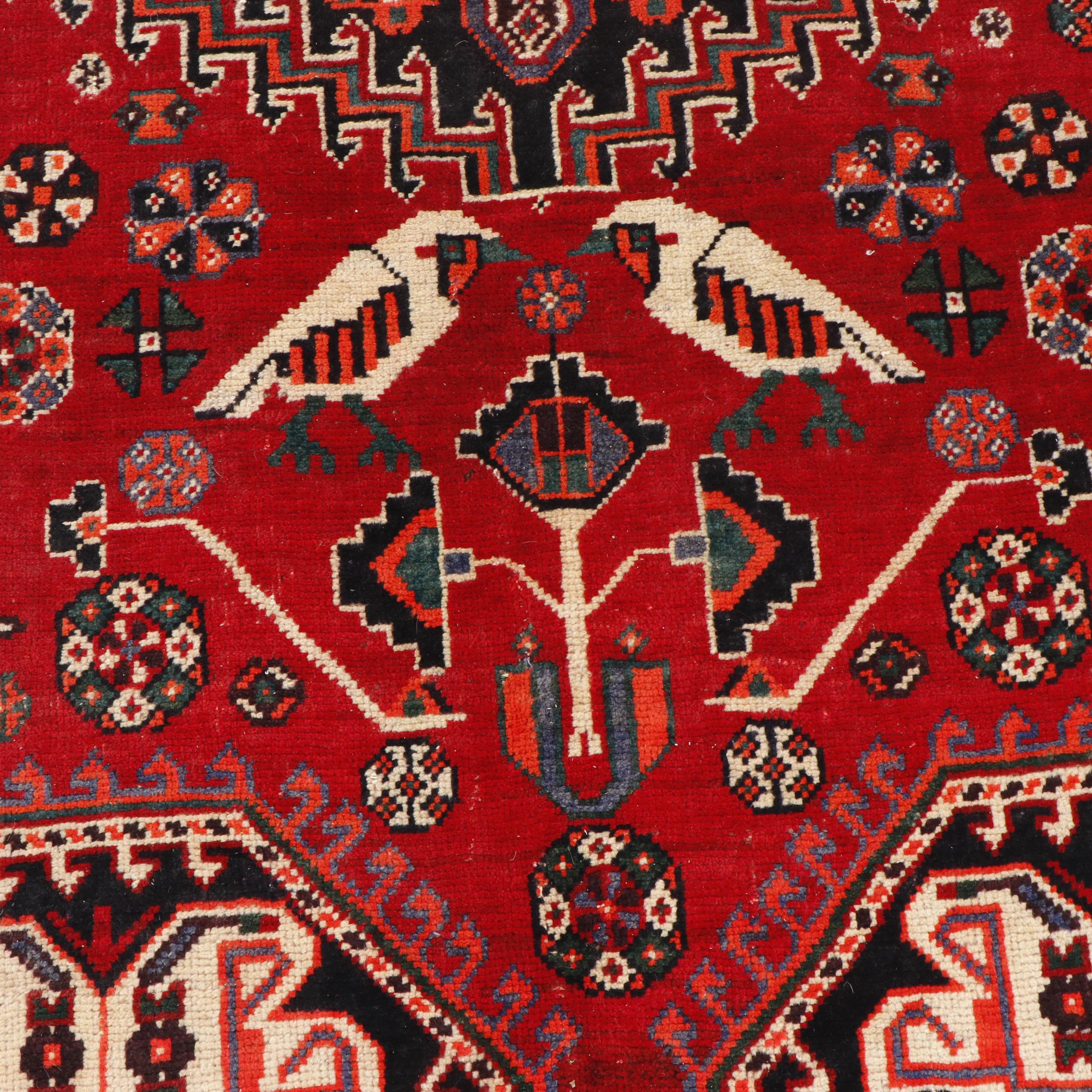 Hand-Knotted Shirvan Pictorial Wool Rug
