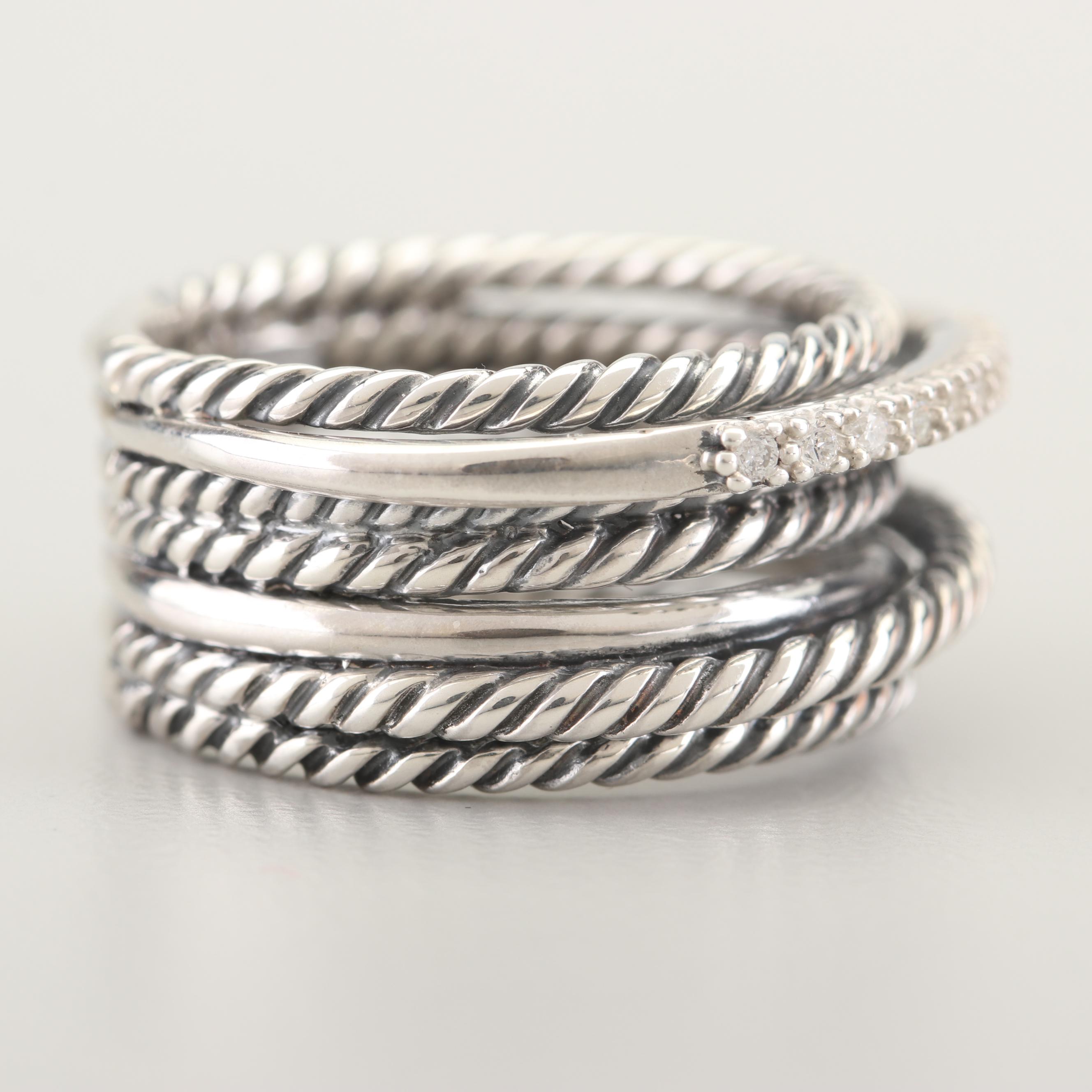 David Yurman Sterling Silver Diamond Ring