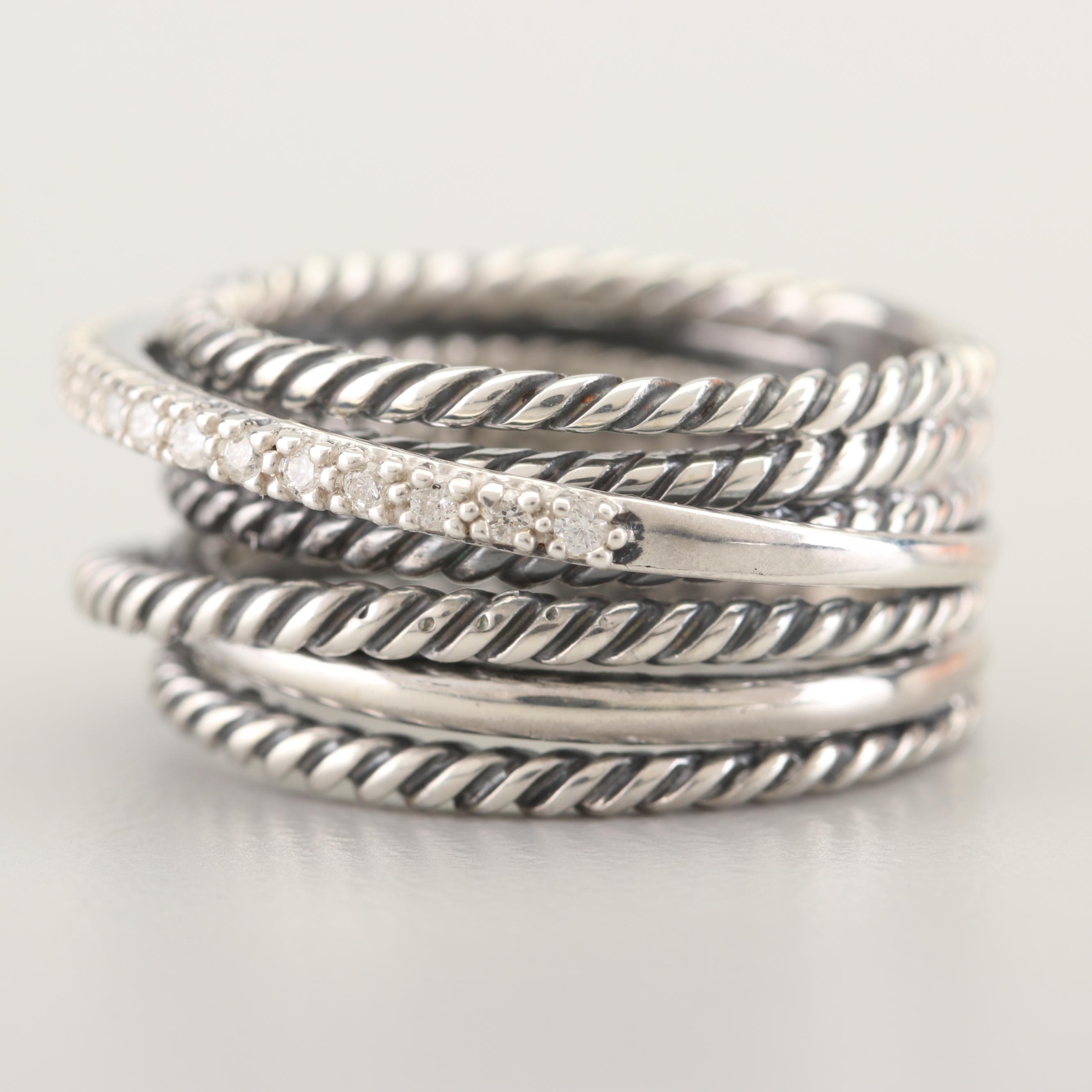 David Yurman Sterling Silver Diamond Ring