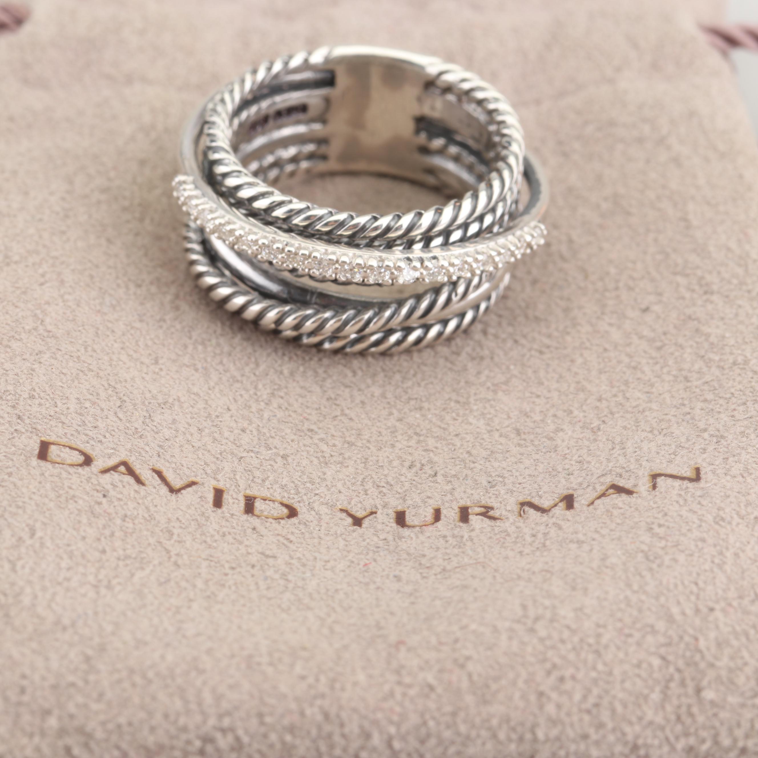 David Yurman Sterling Silver Diamond Ring
