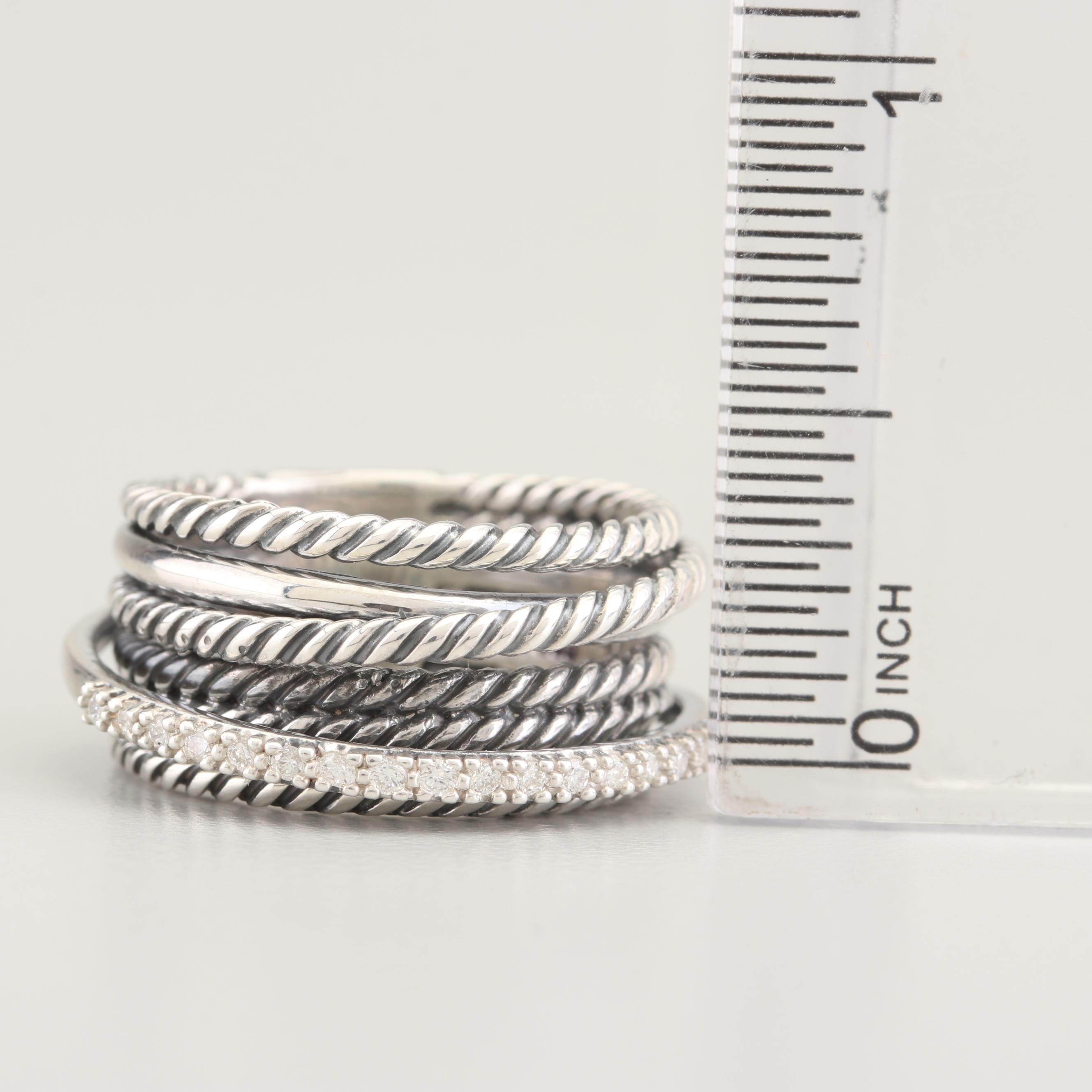 David Yurman Sterling Silver Diamond Ring