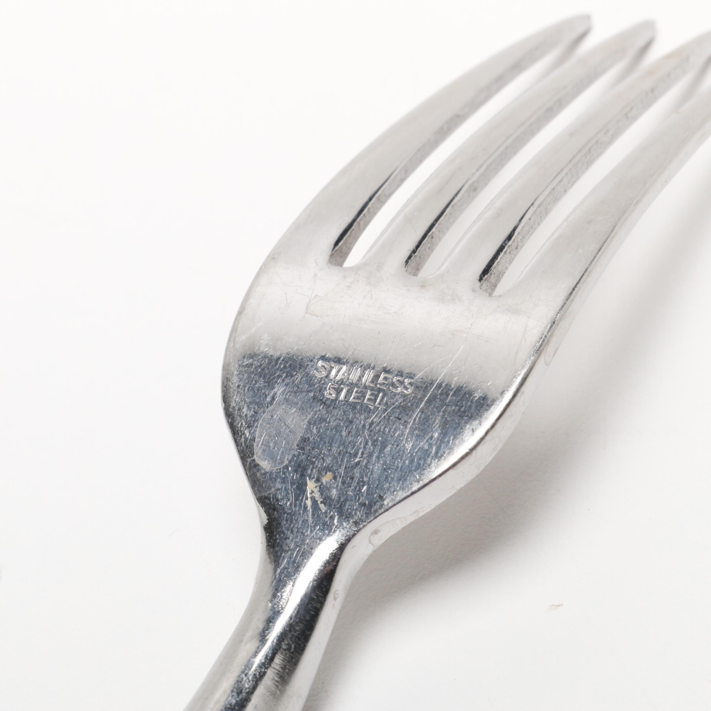 Danish Modern Teak and Stainless Steel Flatware