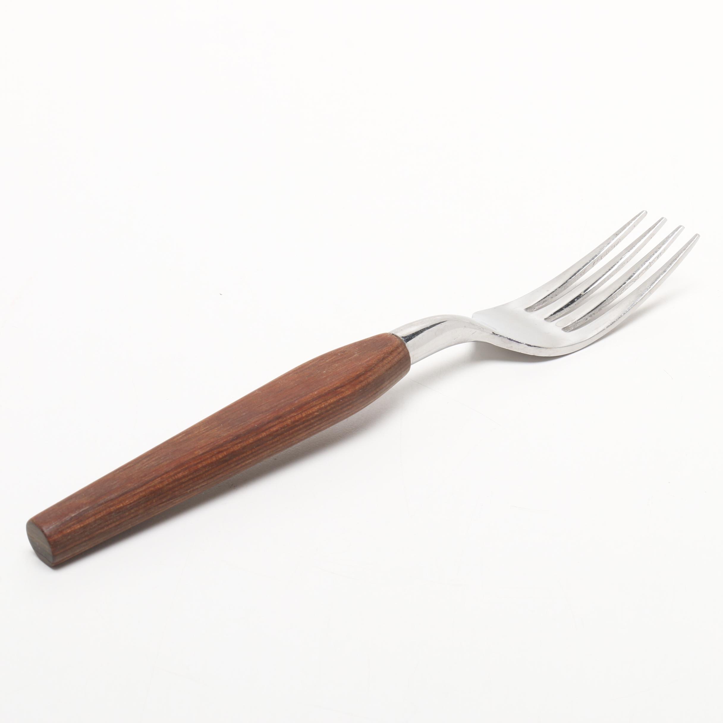 Danish Modern Teak and Stainless Steel Flatware