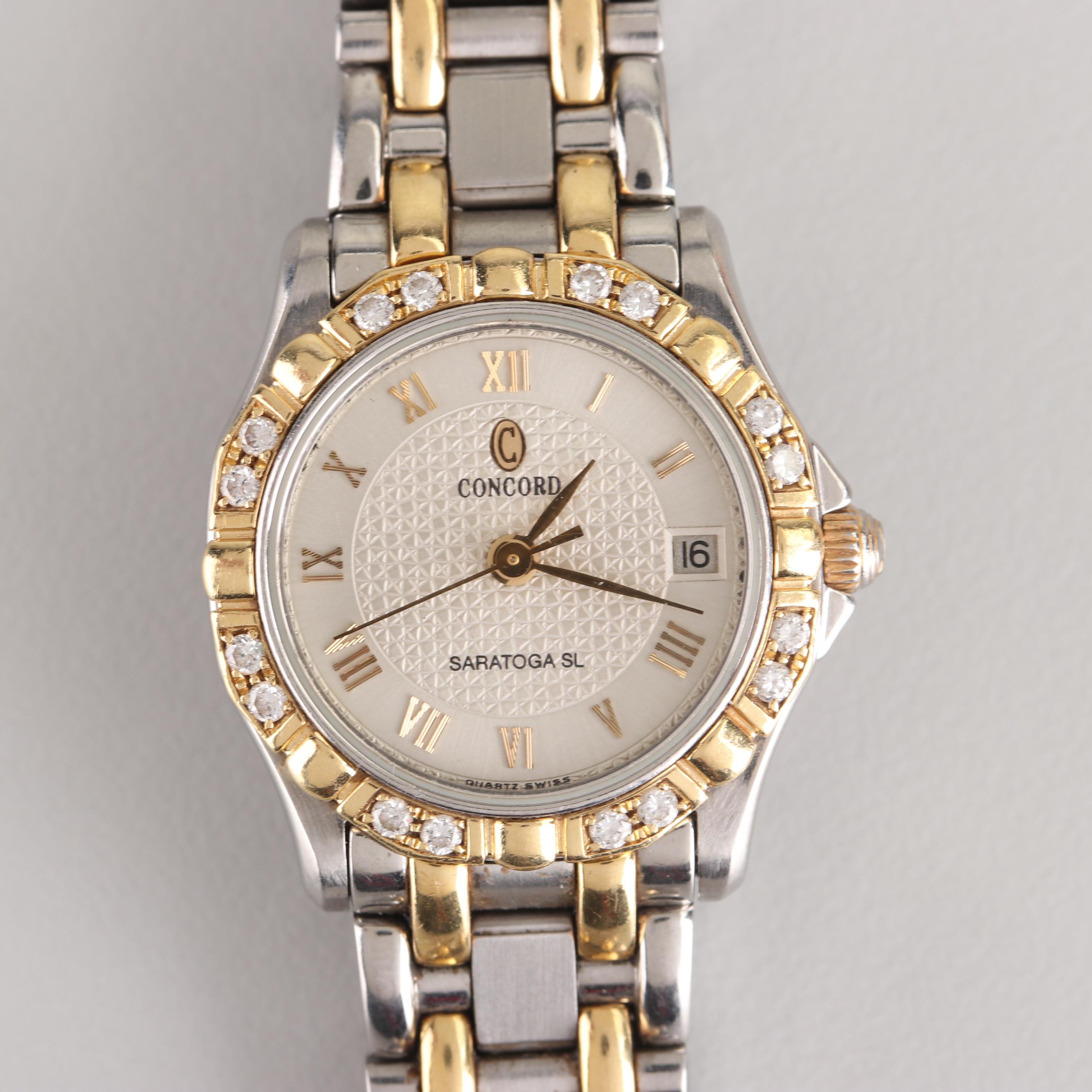 Concord Saratoga SL 18K Yellow Gold Stainless Steel and Diamond Watch