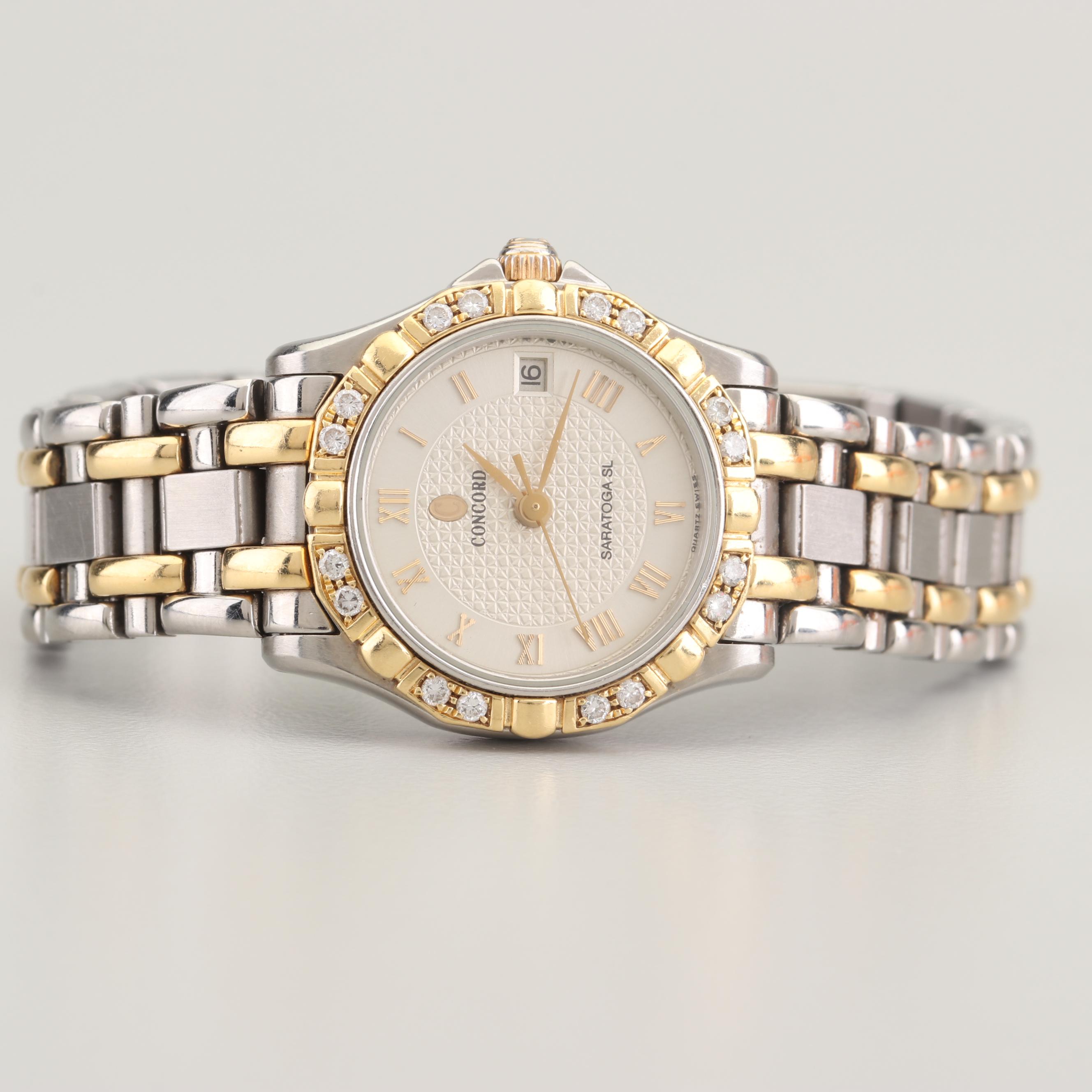 Concord Saratoga SL 18K Yellow Gold Stainless Steel and Diamond Watch