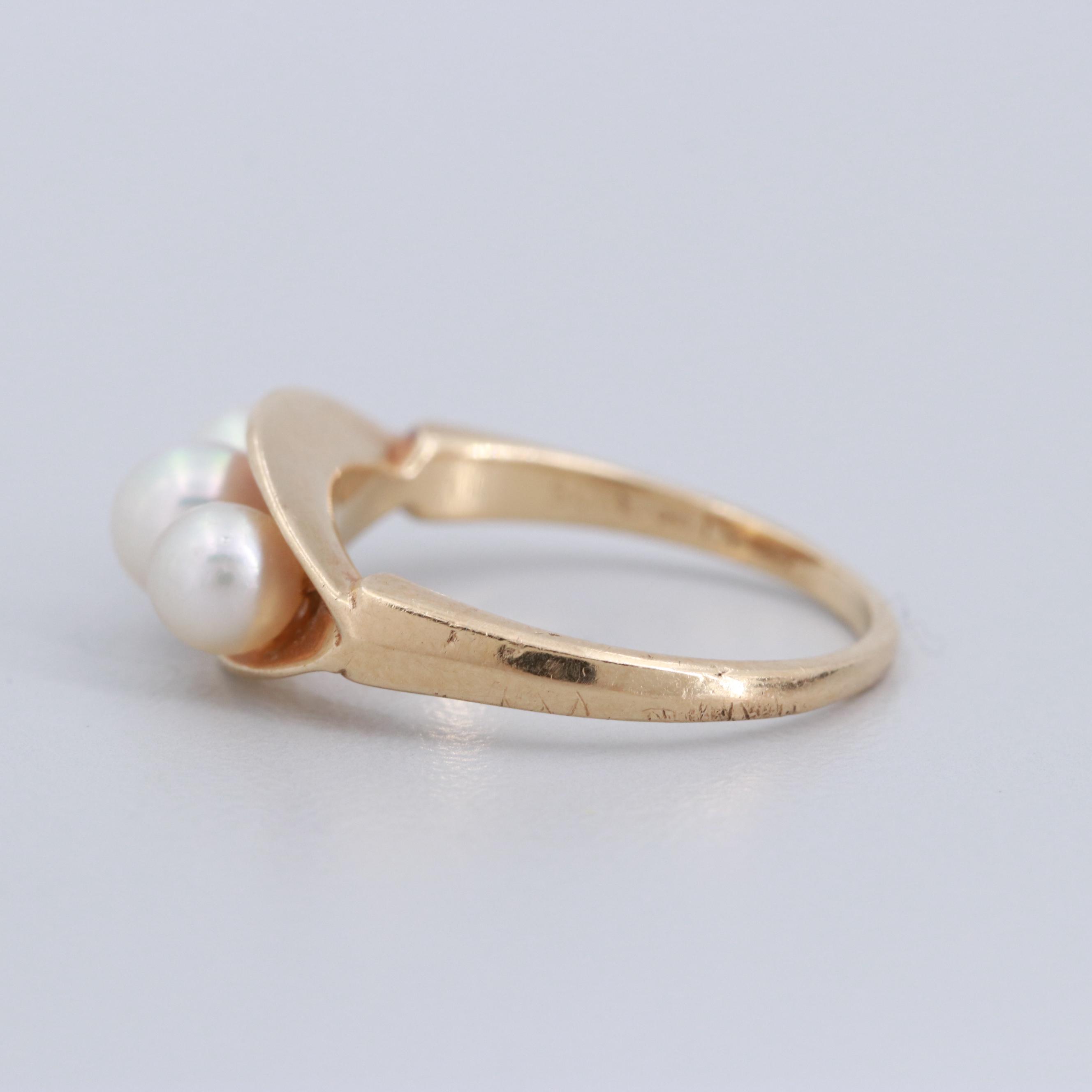 Vintage 14K Yellow Gold Cultured Pearl Ring
