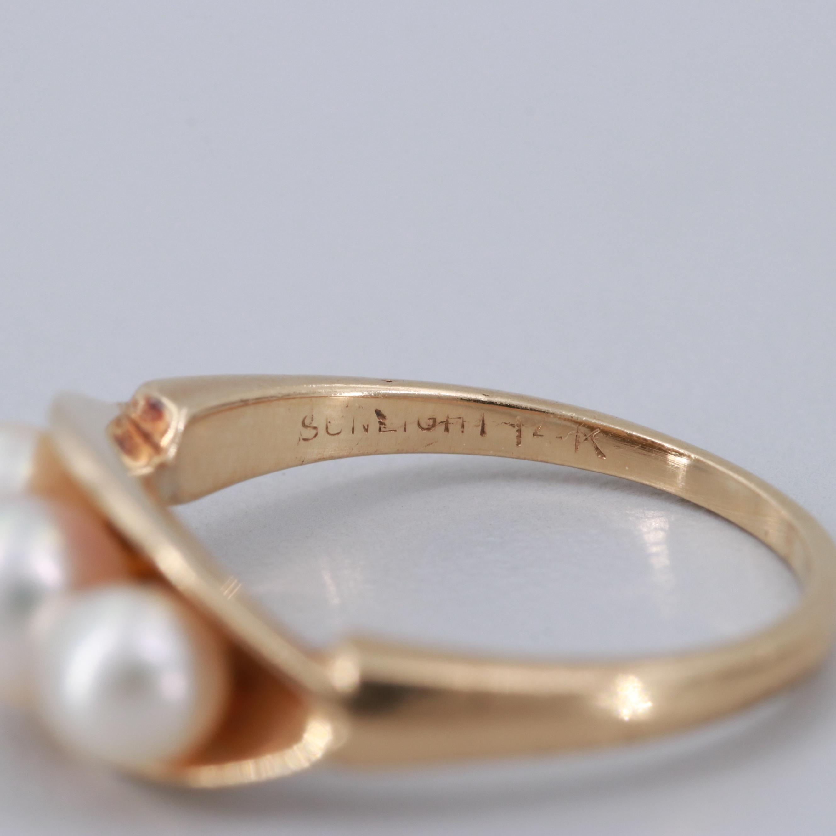 Vintage 14K Yellow Gold Cultured Pearl Ring