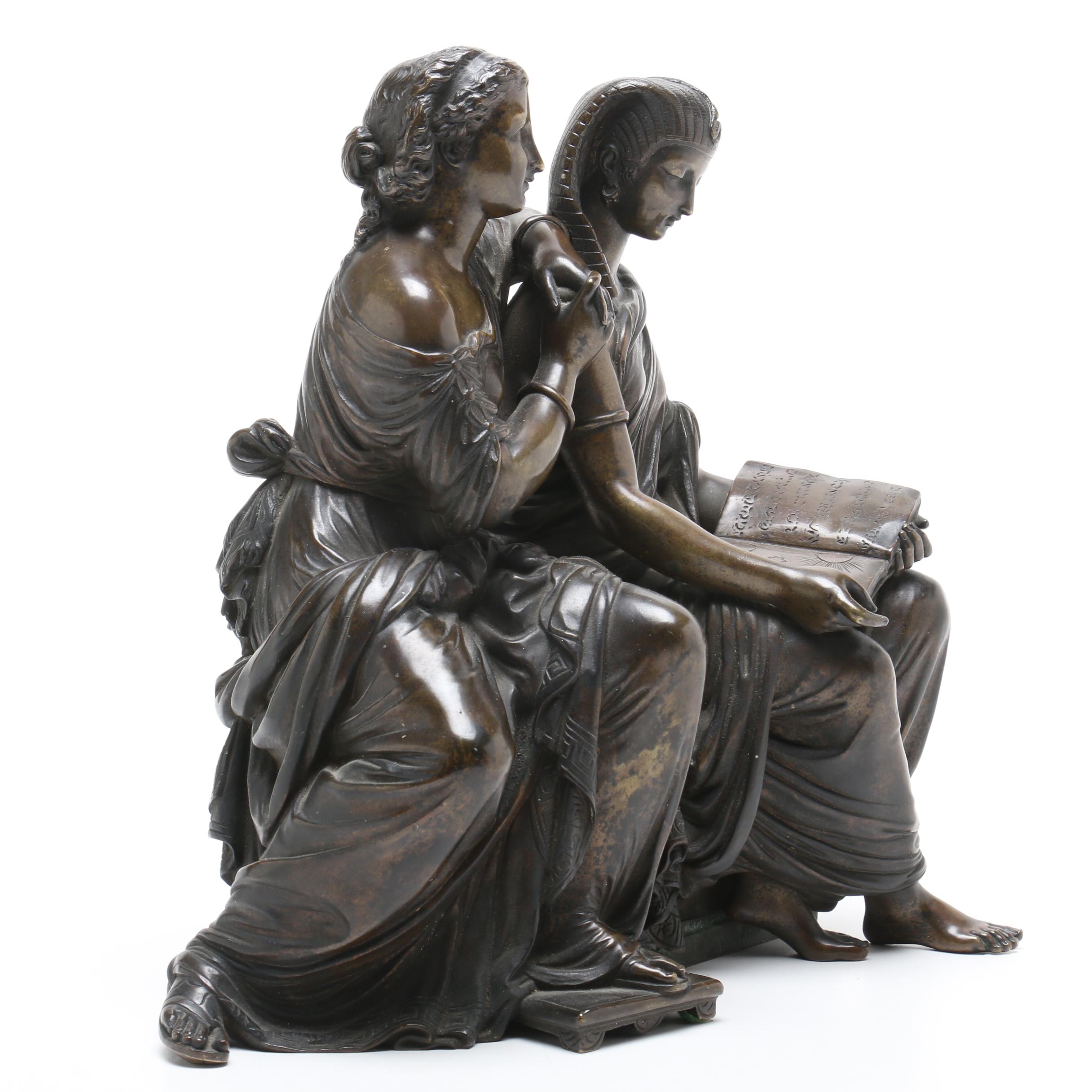 Duchoiselle 19th Century Cast Bronze Sculpture "La Leçon D'Astronomie"