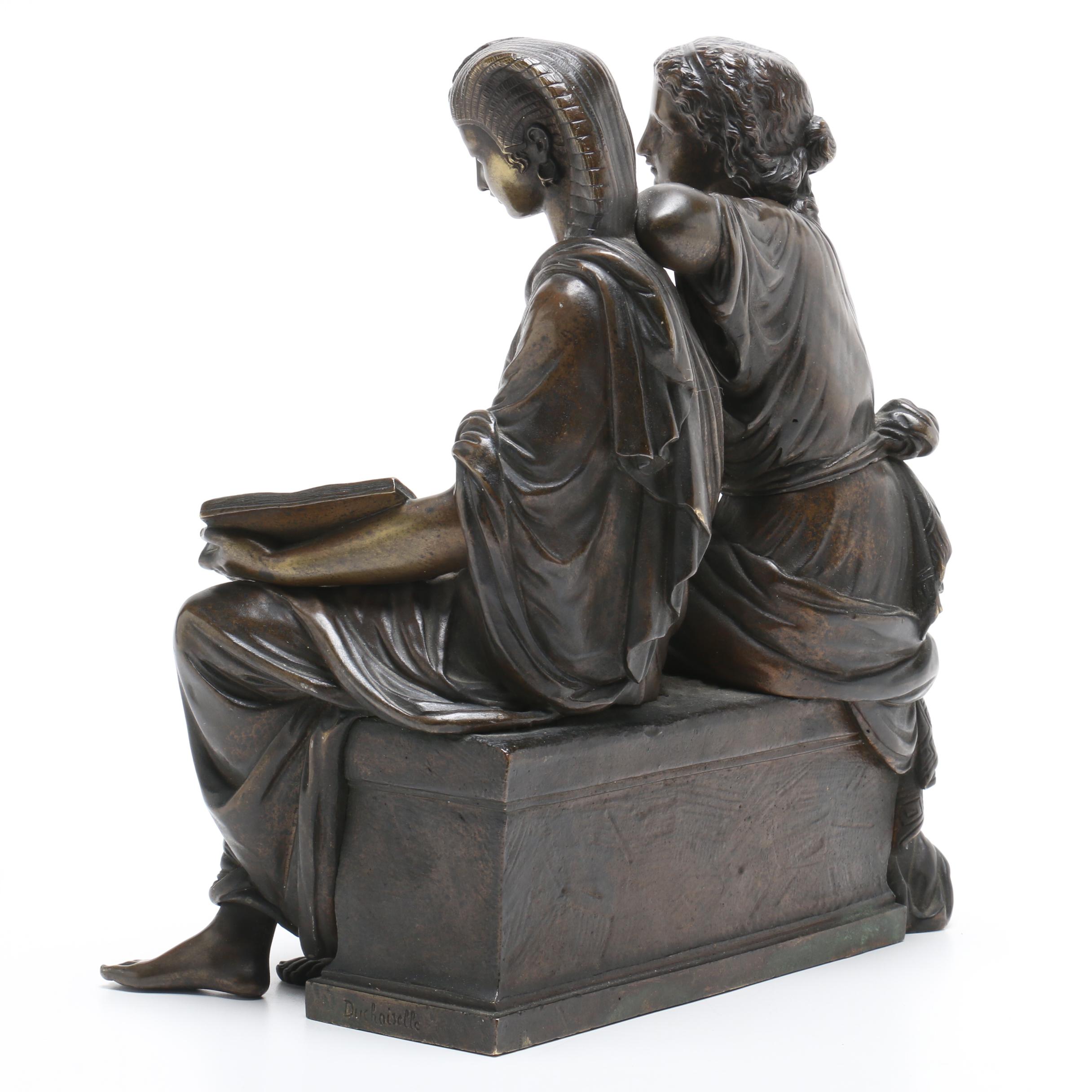 Duchoiselle 19th Century Cast Bronze Sculpture "La Leçon D'Astronomie"