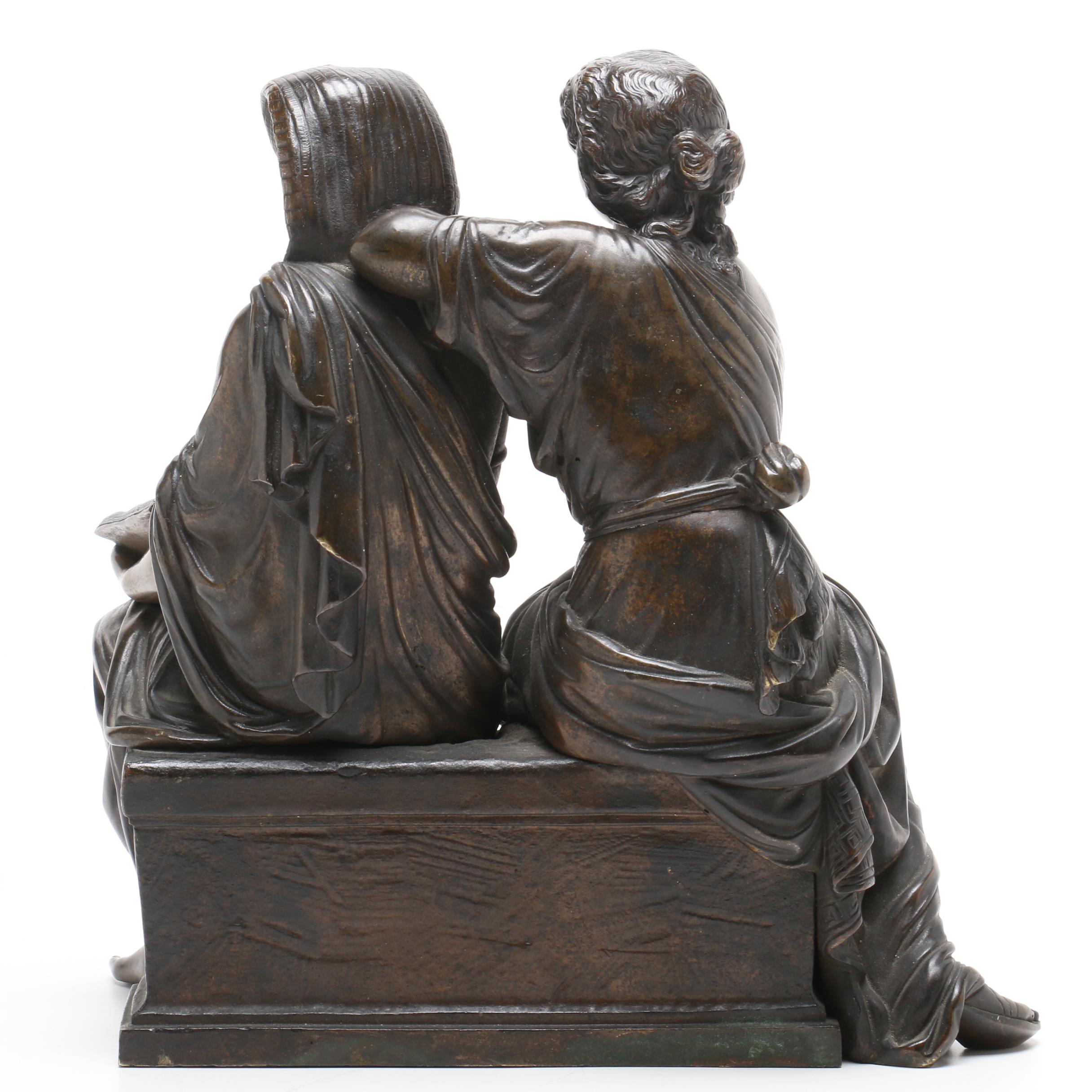 Duchoiselle 19th Century Cast Bronze Sculpture "La Leçon D'Astronomie"