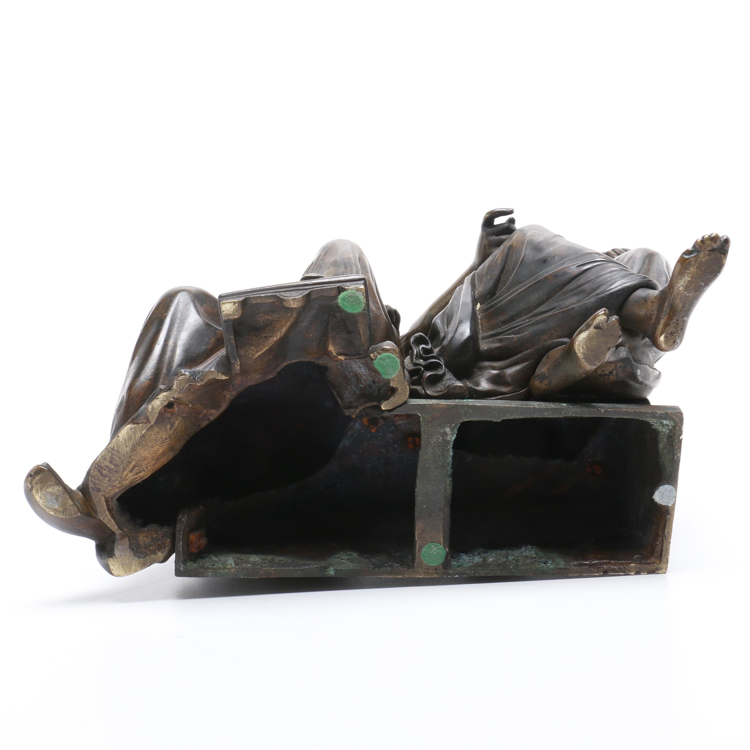 Duchoiselle 19th Century Cast Bronze Sculpture "La Leçon D'Astronomie"