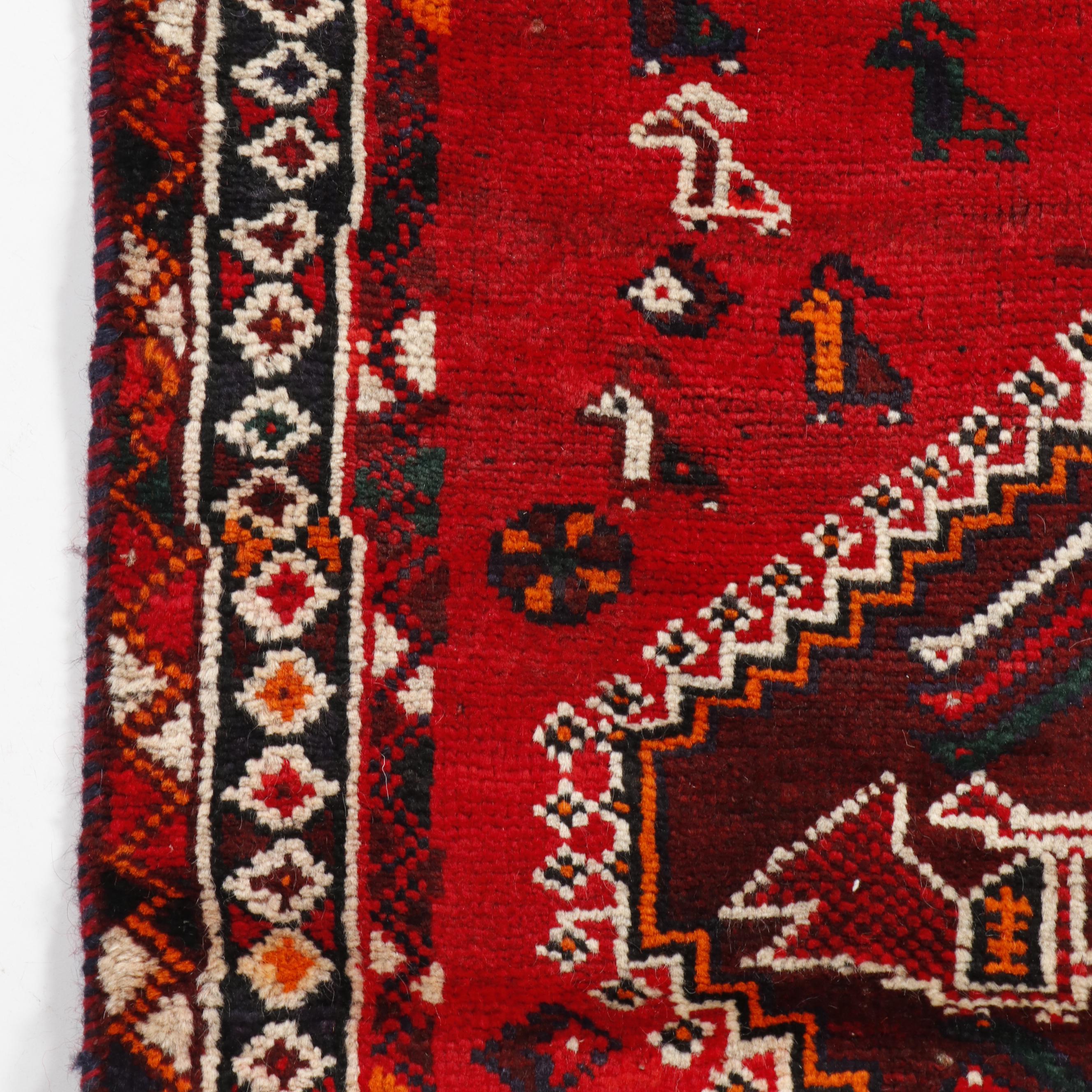 Hand-Knotted Qashqai Wool Pictorial Area Rug