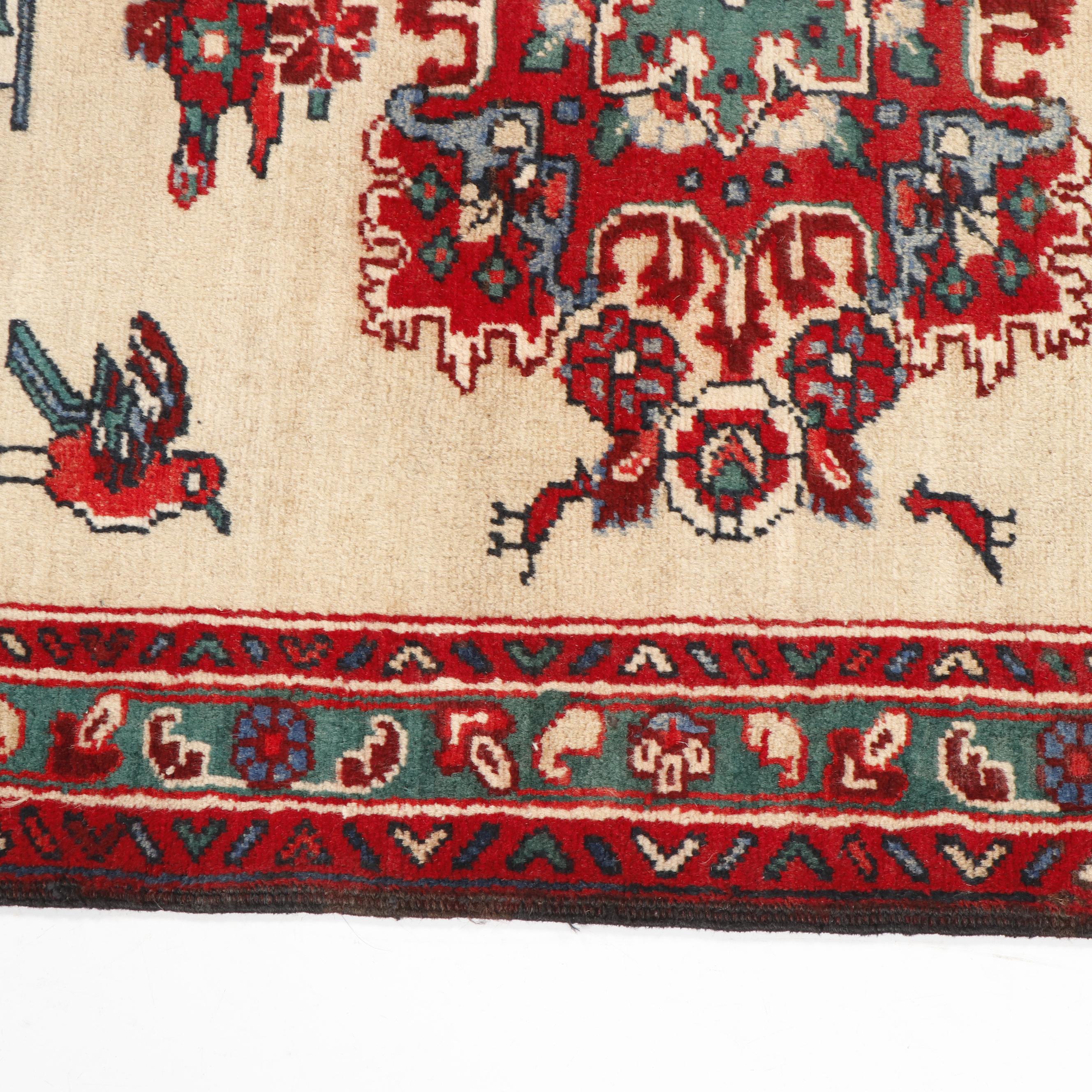 Hand-Knotted Persian Afshar Wool Runner with Floral Vase Motif