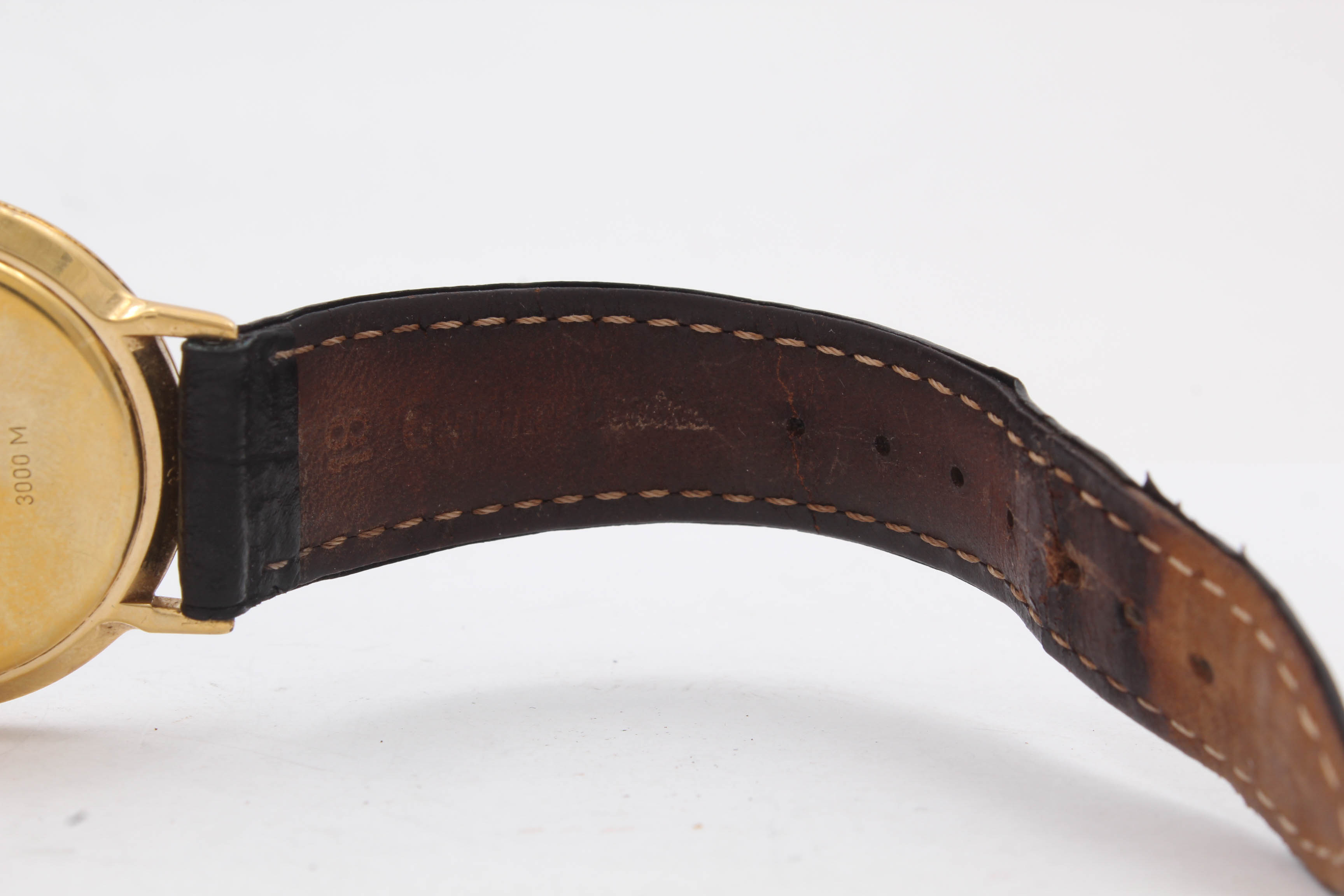 Gucci Model 3000M Gold Tone Watch with Leather Band