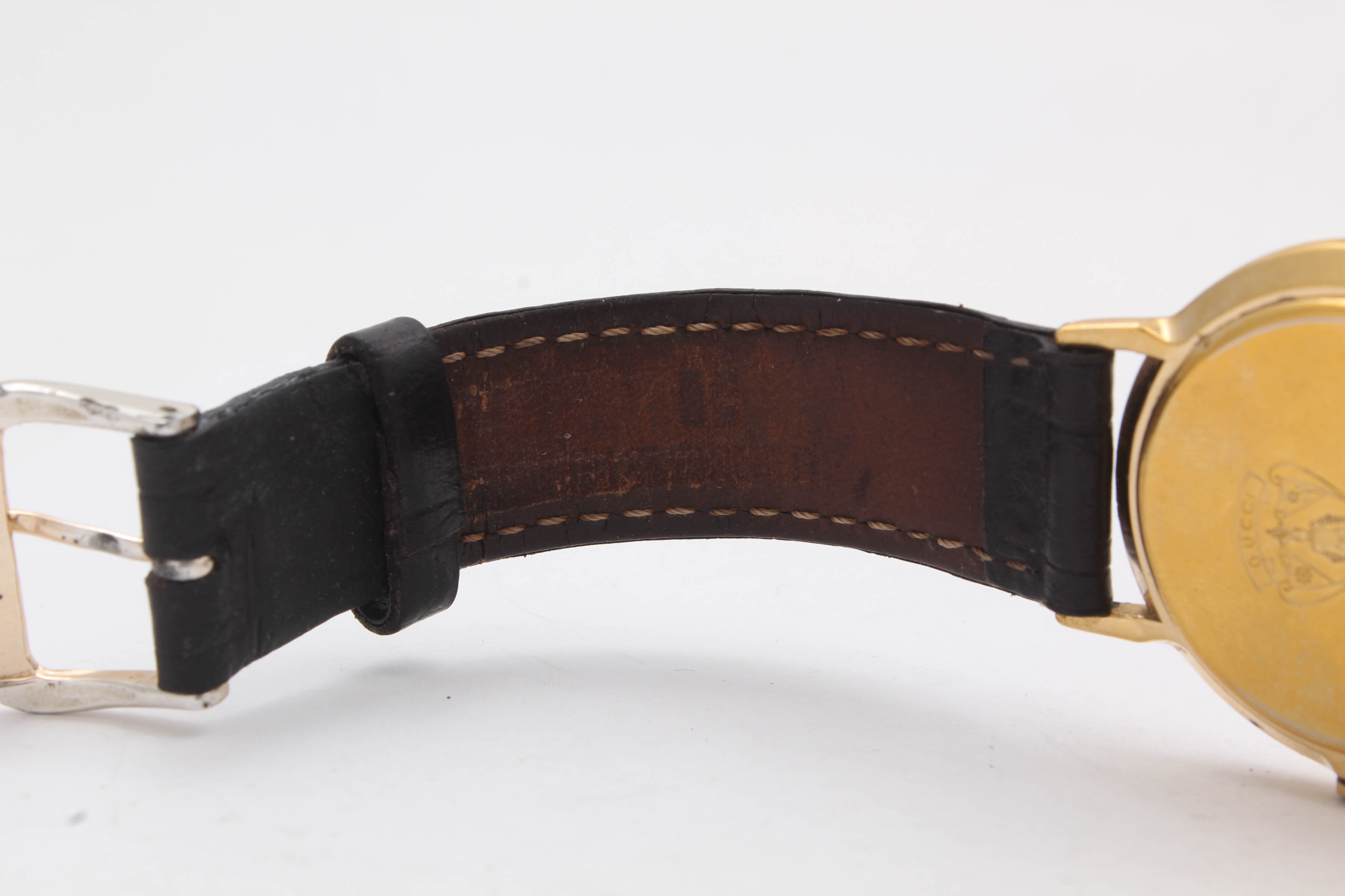 Gucci Model 3000M Gold Tone Watch with Leather Band