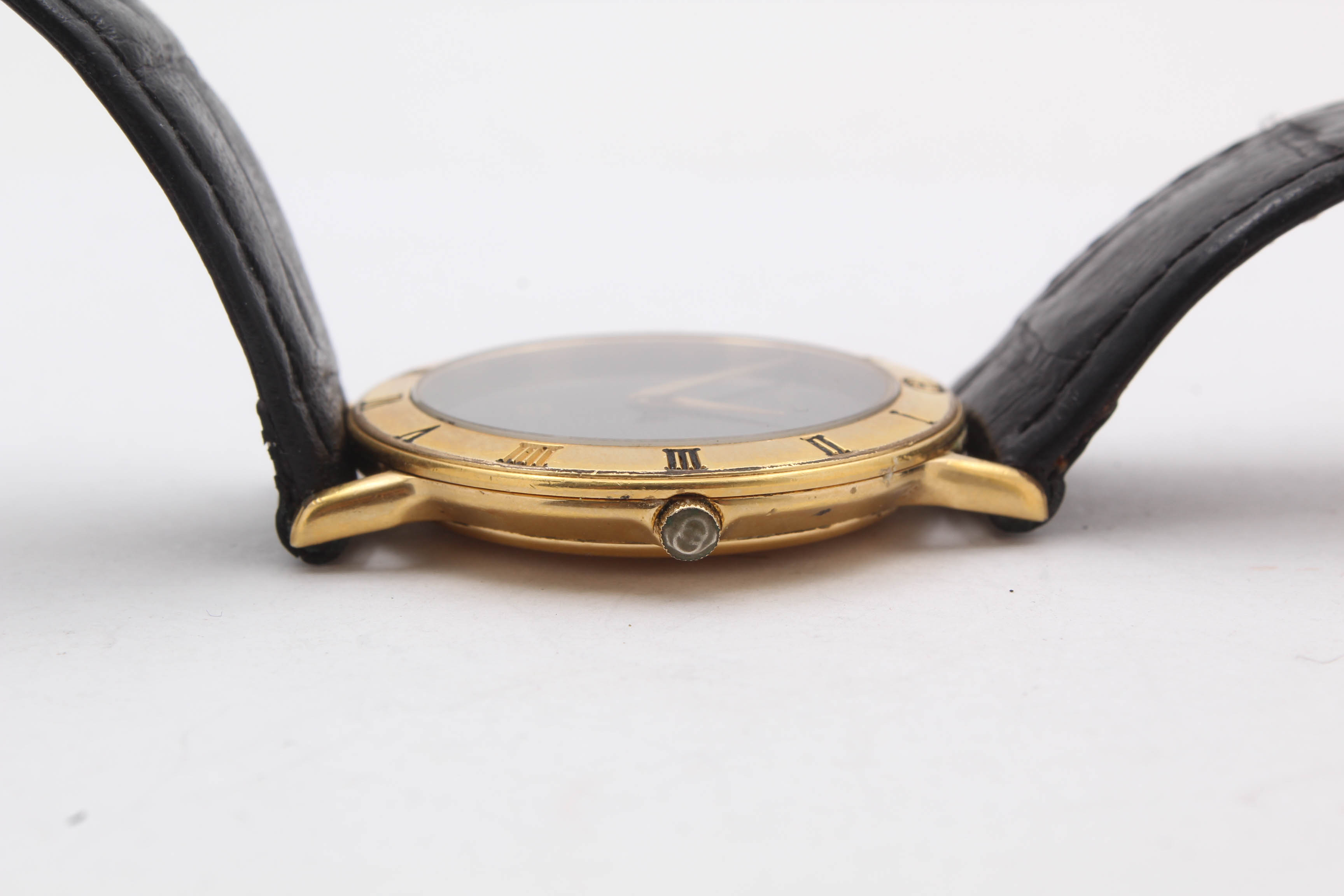 Gucci Model 3000M Gold Tone Watch with Leather Band