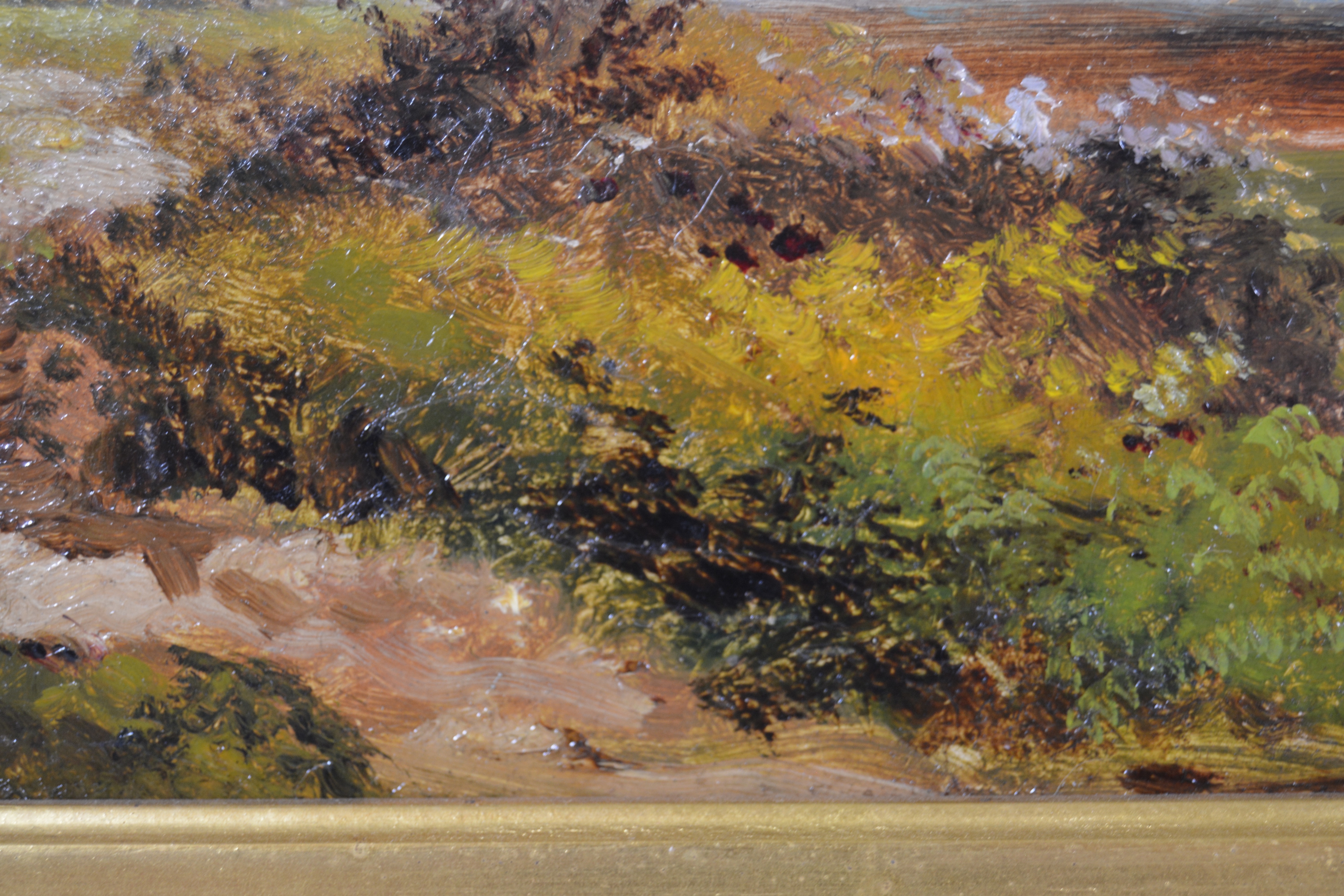 Thomas Dingle Oil Painting of Sunset Landscape with Fisherman, 19th Century