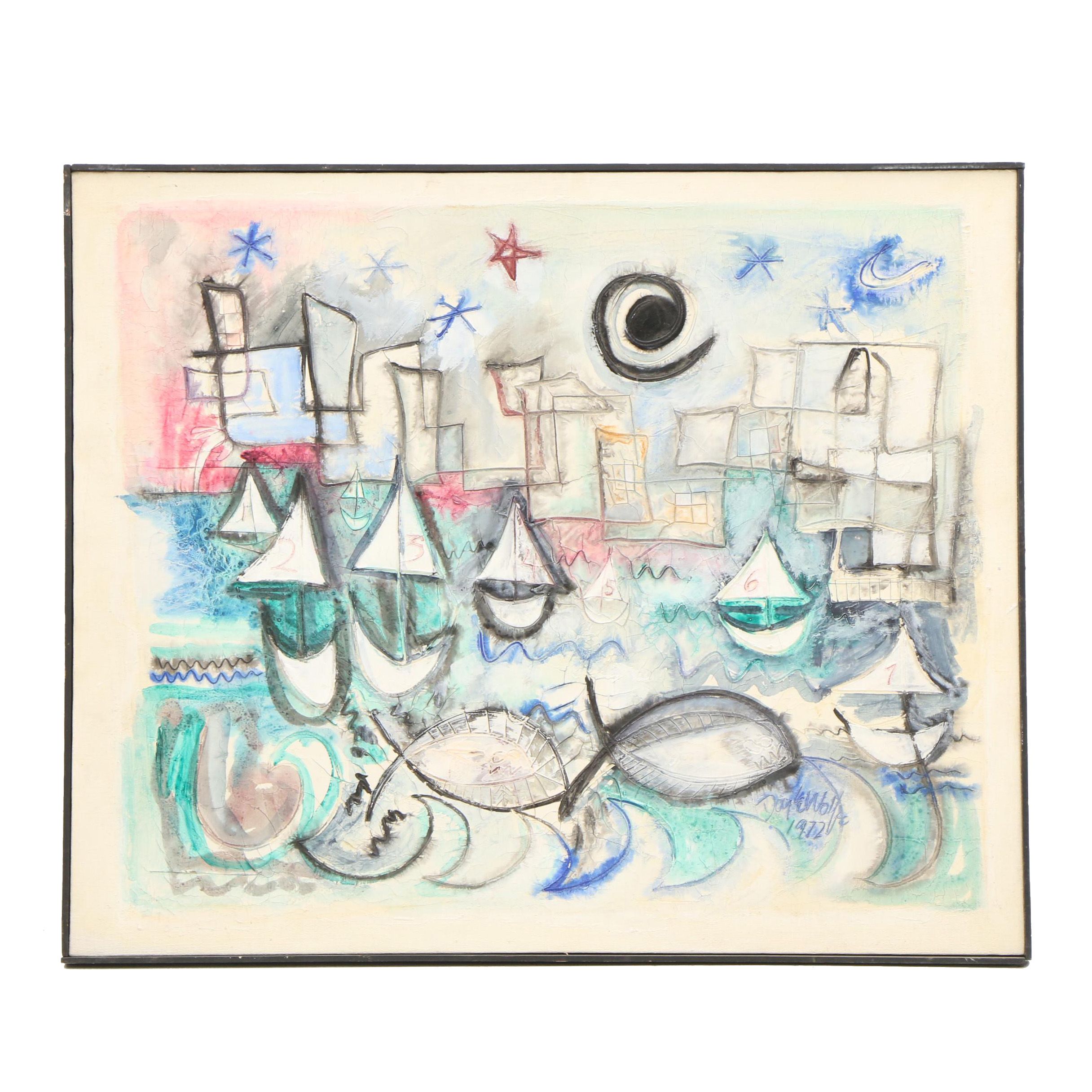 Doyle Wolfe Mixed Media Painting "The First One Now - Will Later Be Last"