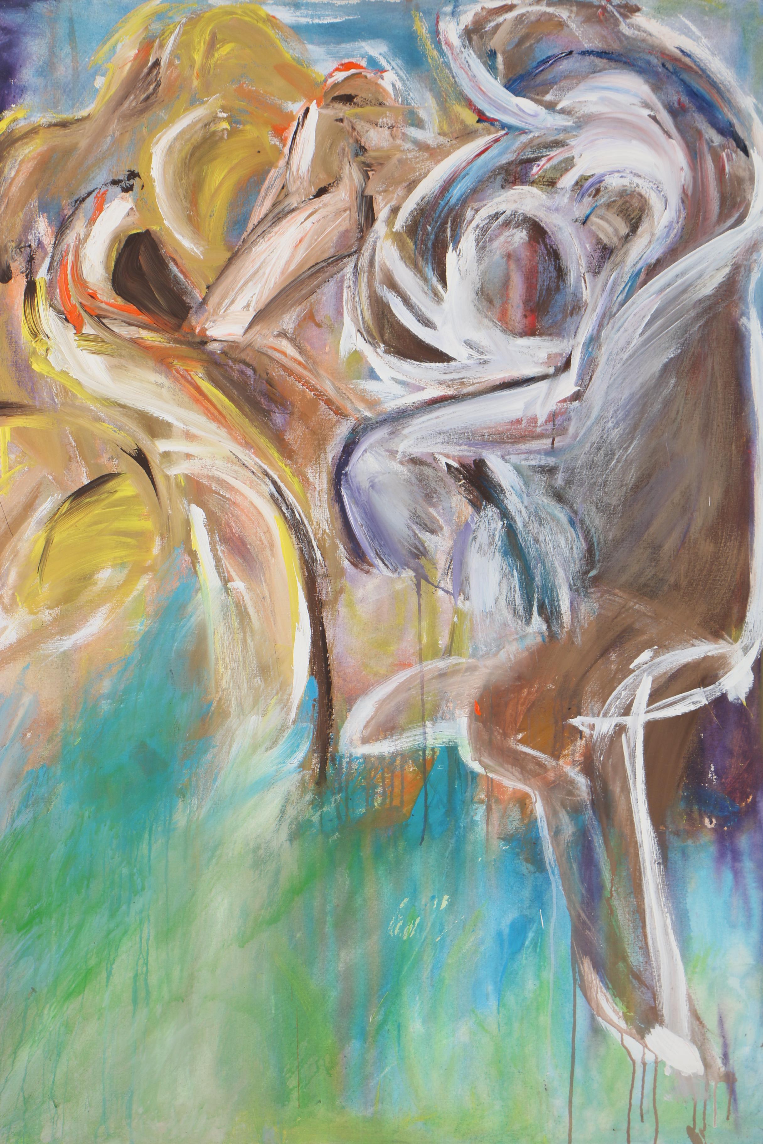 Esther Liu 1981 Abstract Acrylic Painting "Together II"