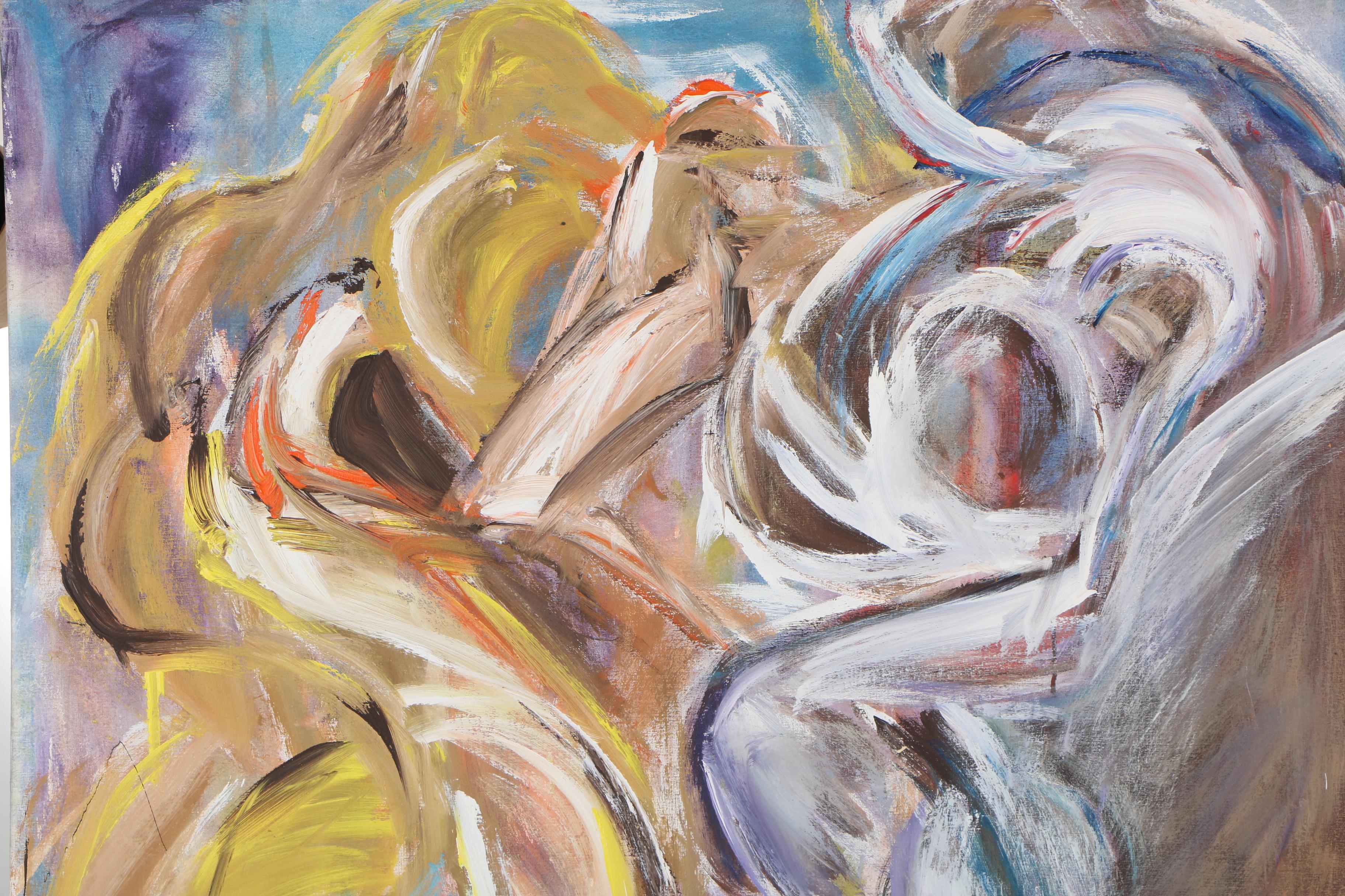 Esther Liu 1981 Abstract Acrylic Painting "Together II"