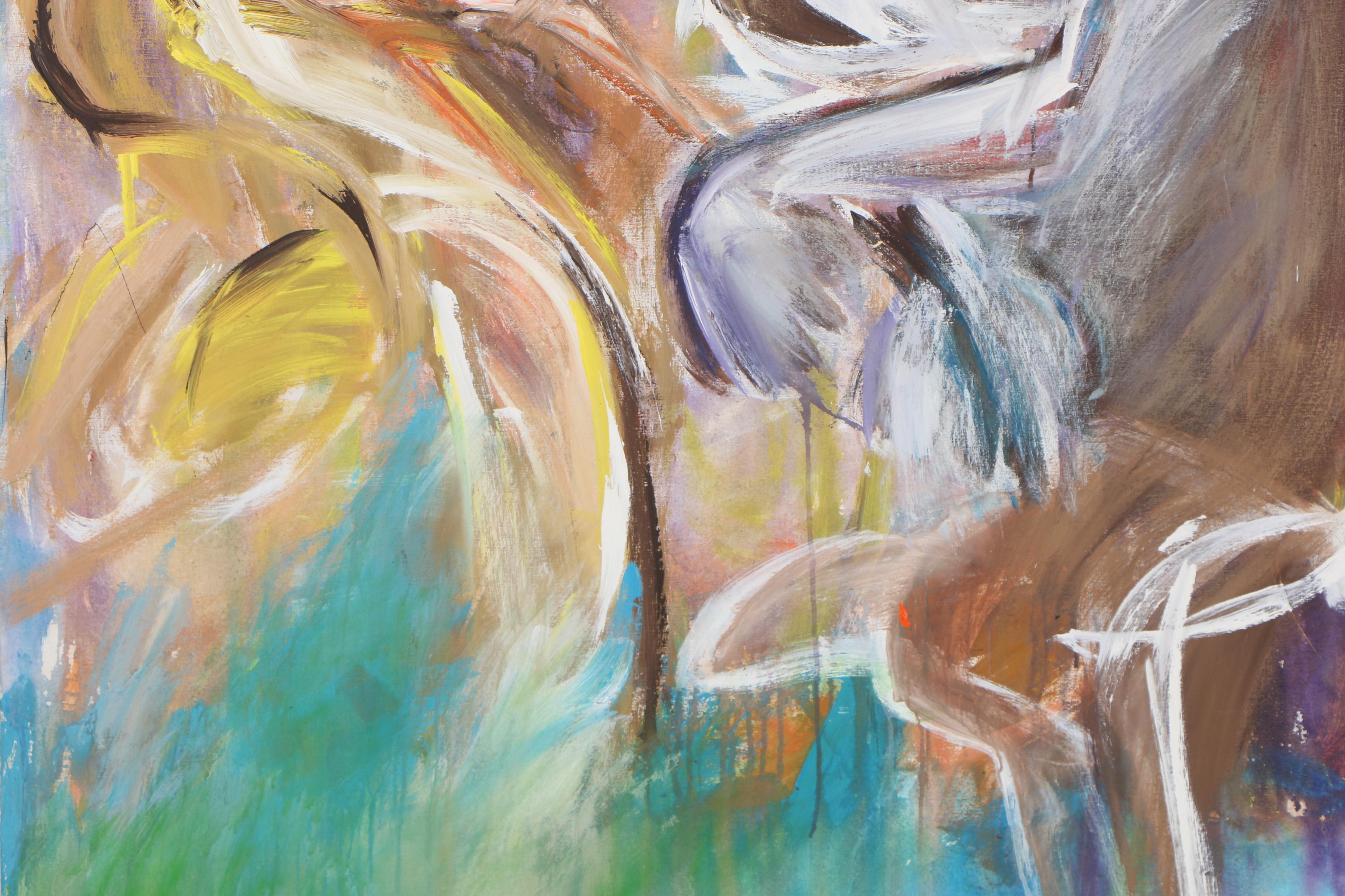 Esther Liu 1981 Abstract Acrylic Painting "Together II"