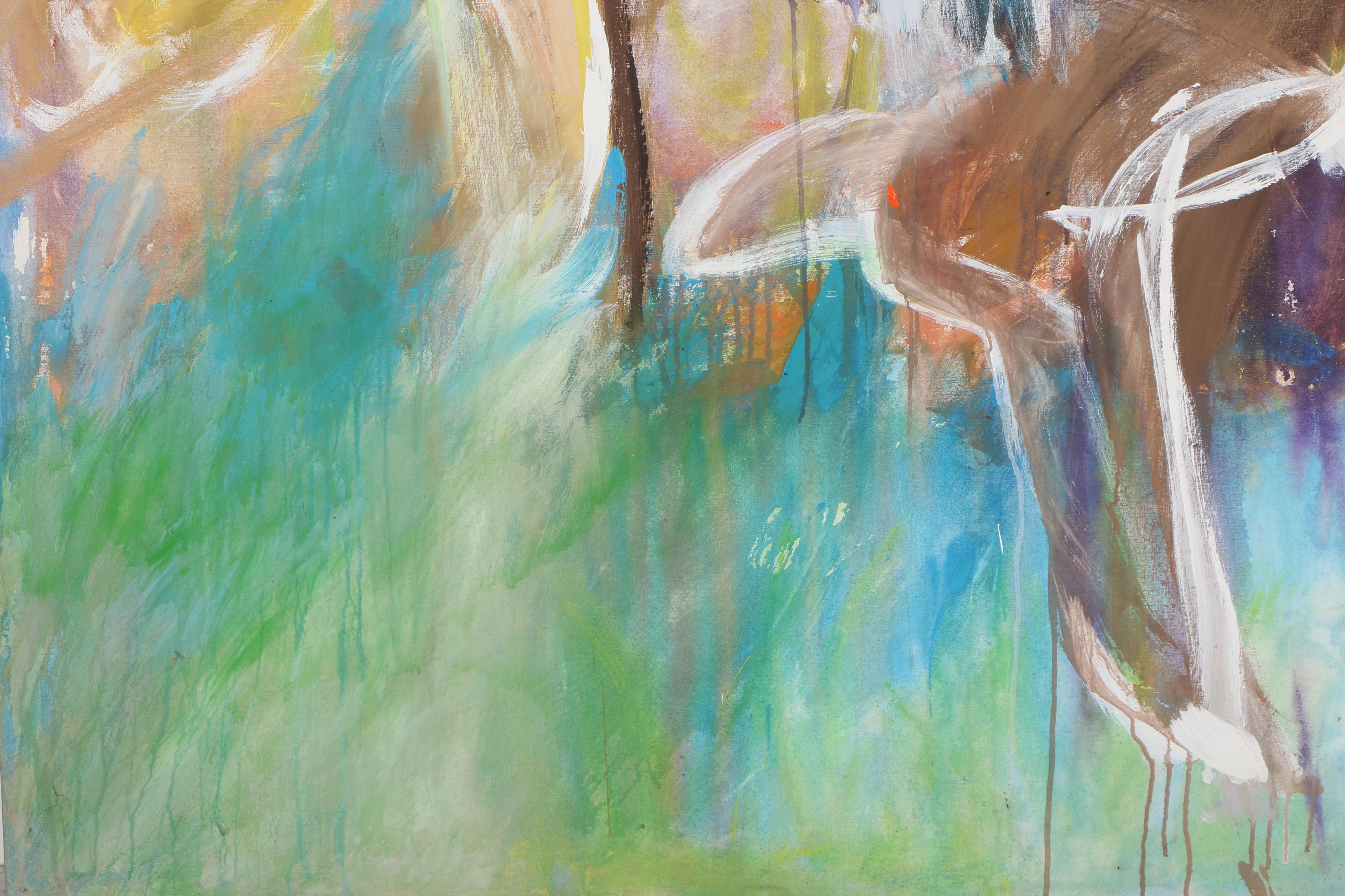 Esther Liu 1981 Abstract Acrylic Painting "Together II"