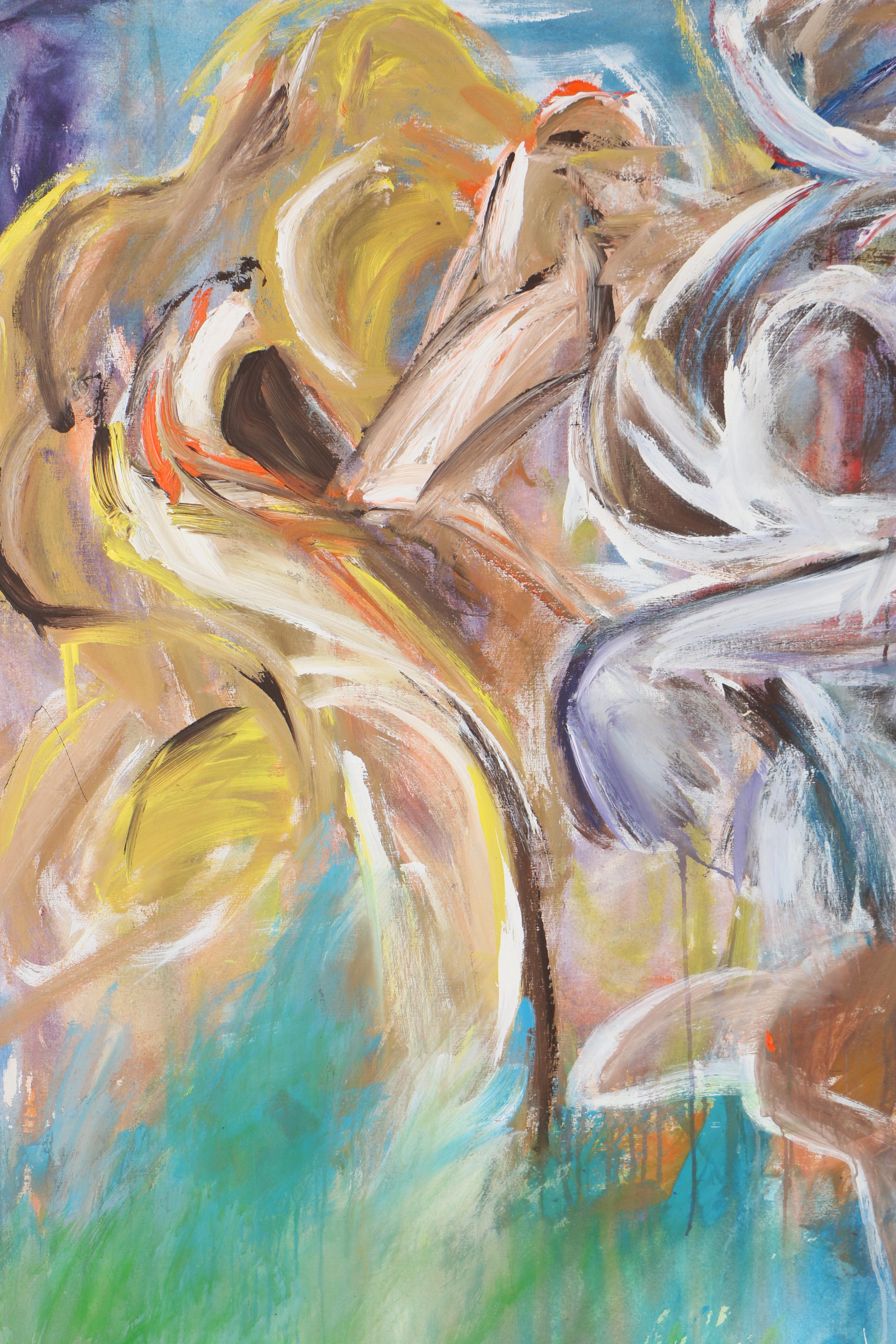 Esther Liu 1981 Abstract Acrylic Painting "Together II"