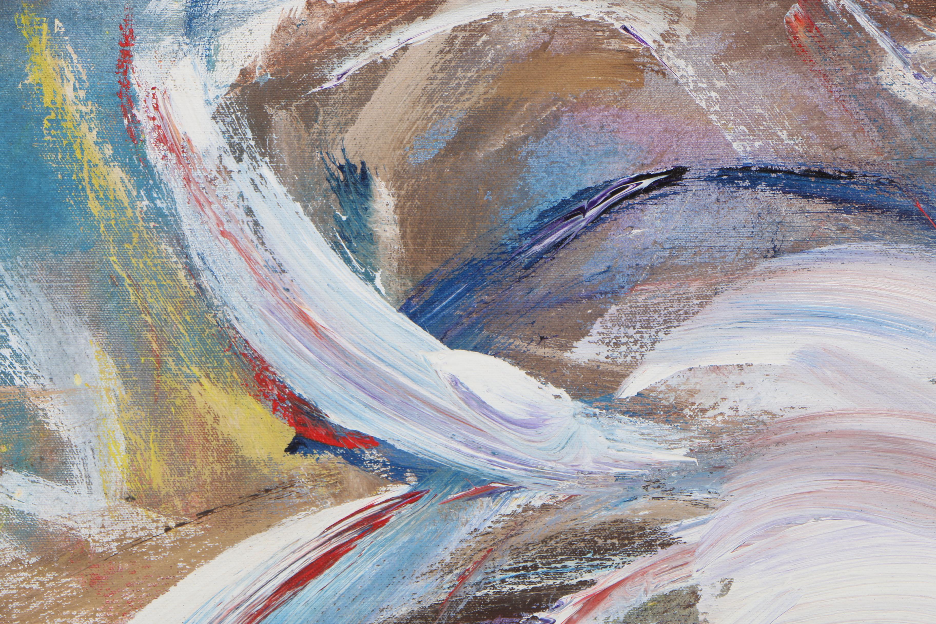 Esther Liu 1981 Abstract Acrylic Painting "Together II"