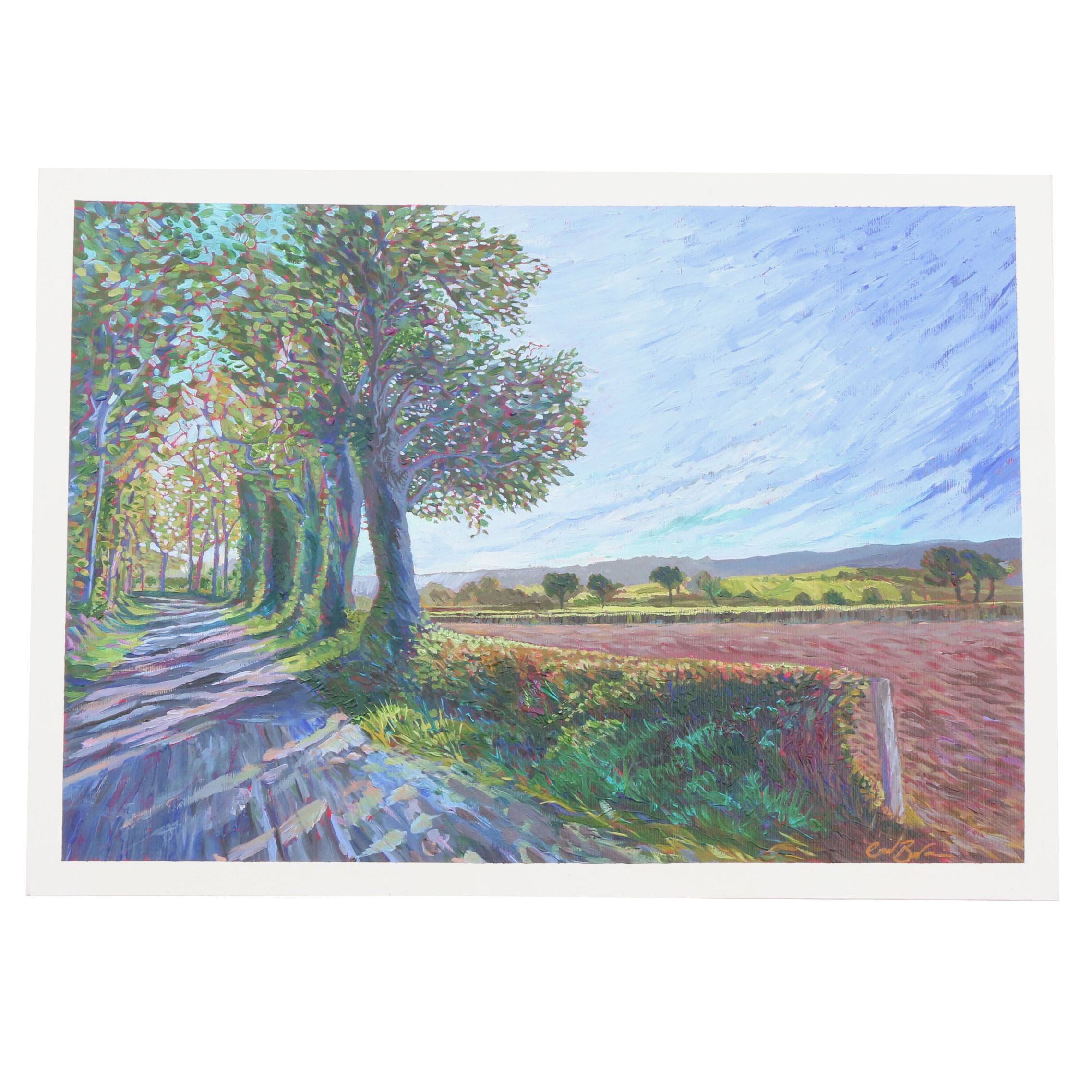 Carl Bevan Acrylic Painting "A Shady Lane, Everybody Needs One"