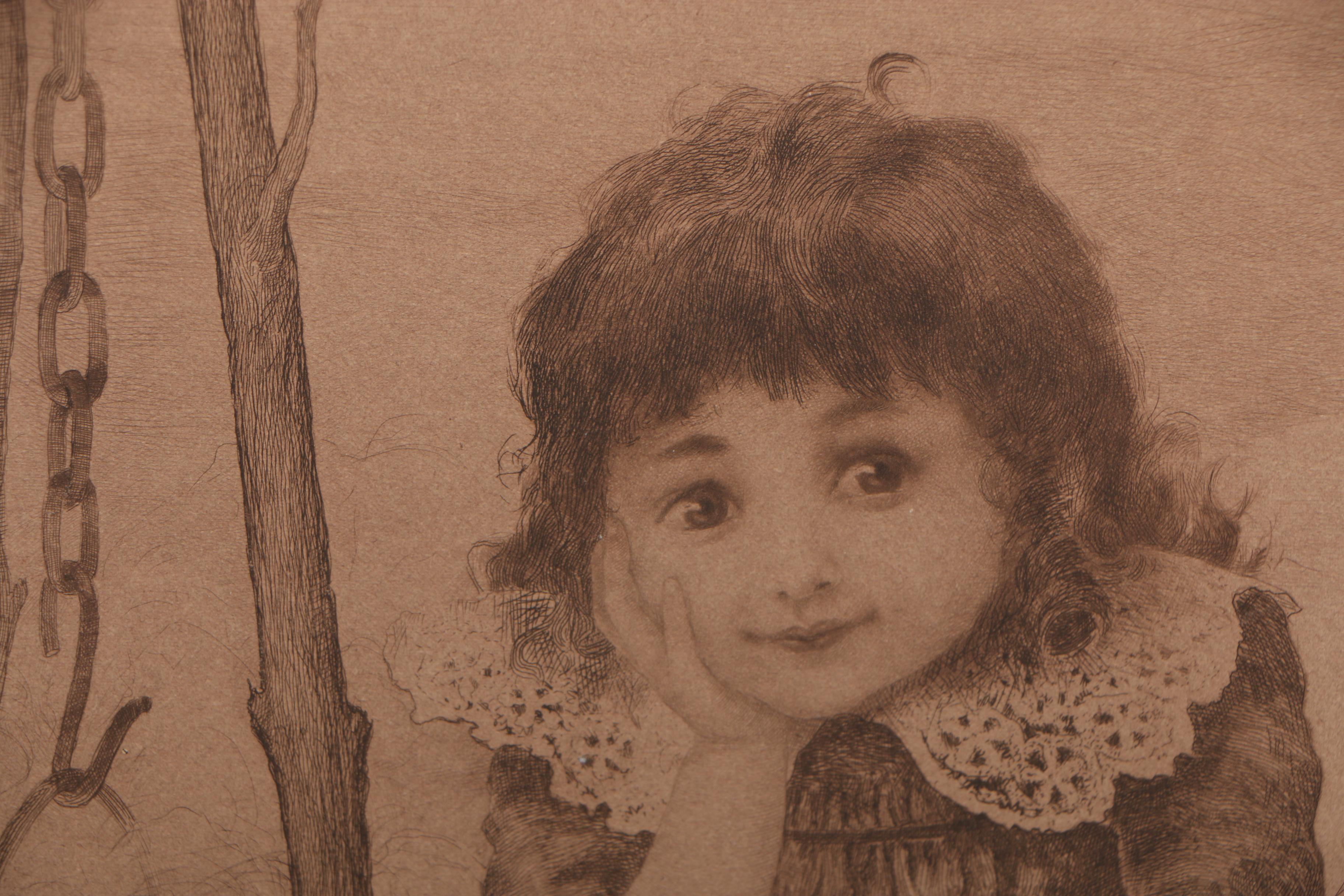 Frederick M. Spiegle Etching after Charles Spiegle Jr. "Brewing Mischief"