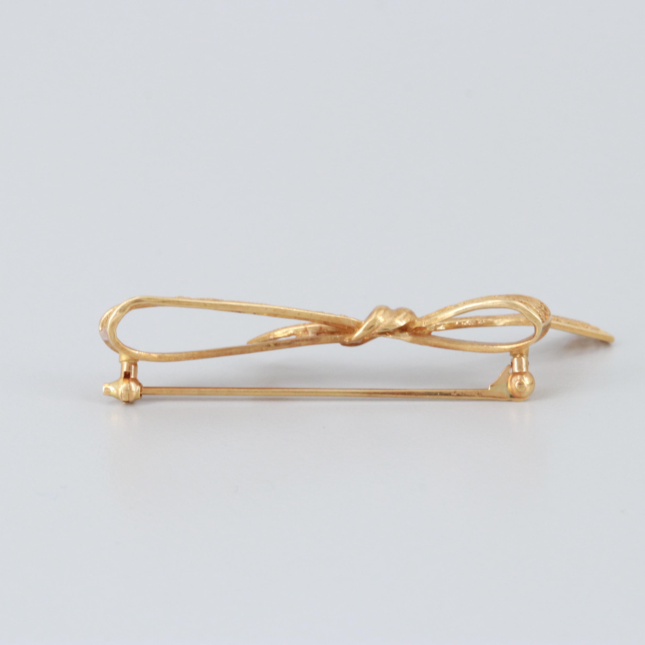 Vintage 18K Yellow Gold Filigree Bow Brooch
