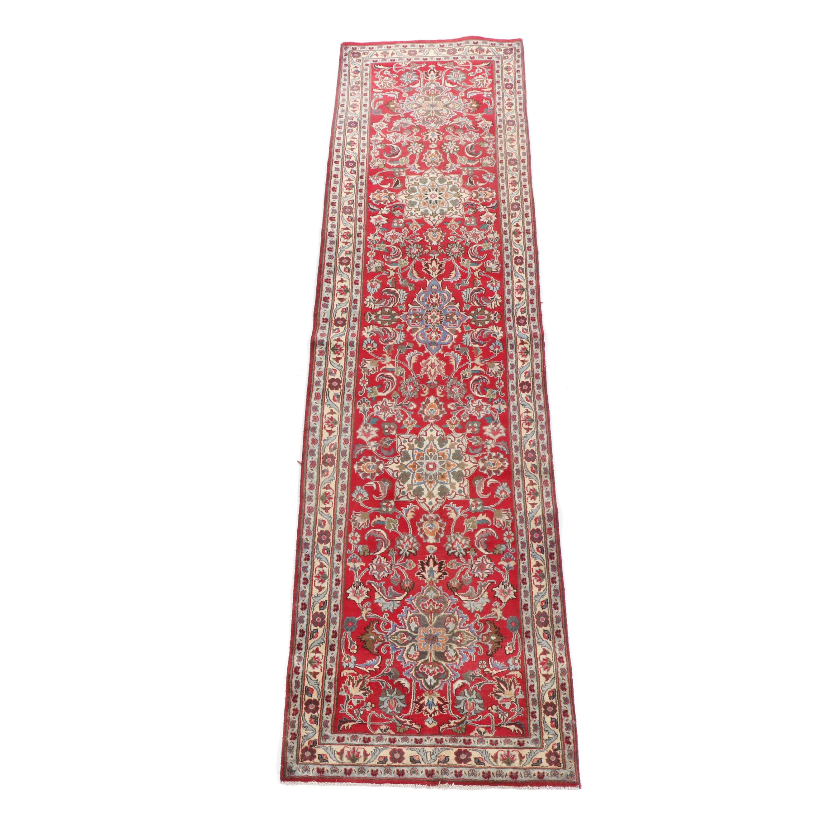 Hand-Knotted Mashhad Floral Wool Runner