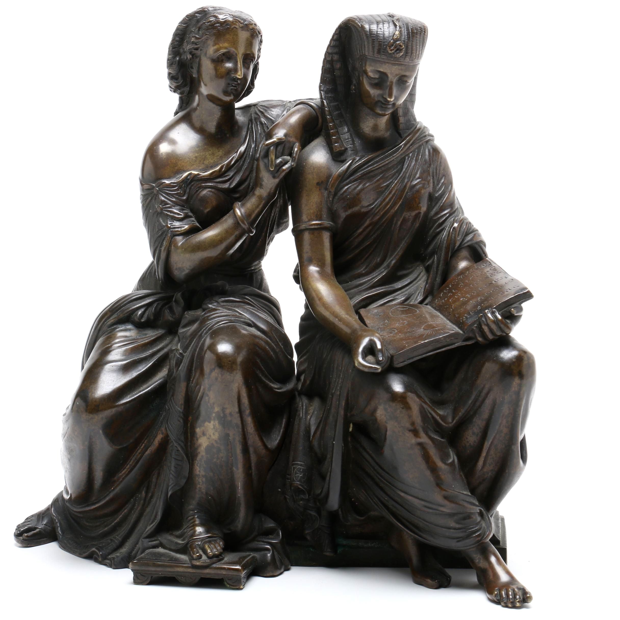 Duchoiselle 19th Century Cast Bronze Sculpture "La Leçon D'Astronomie"
