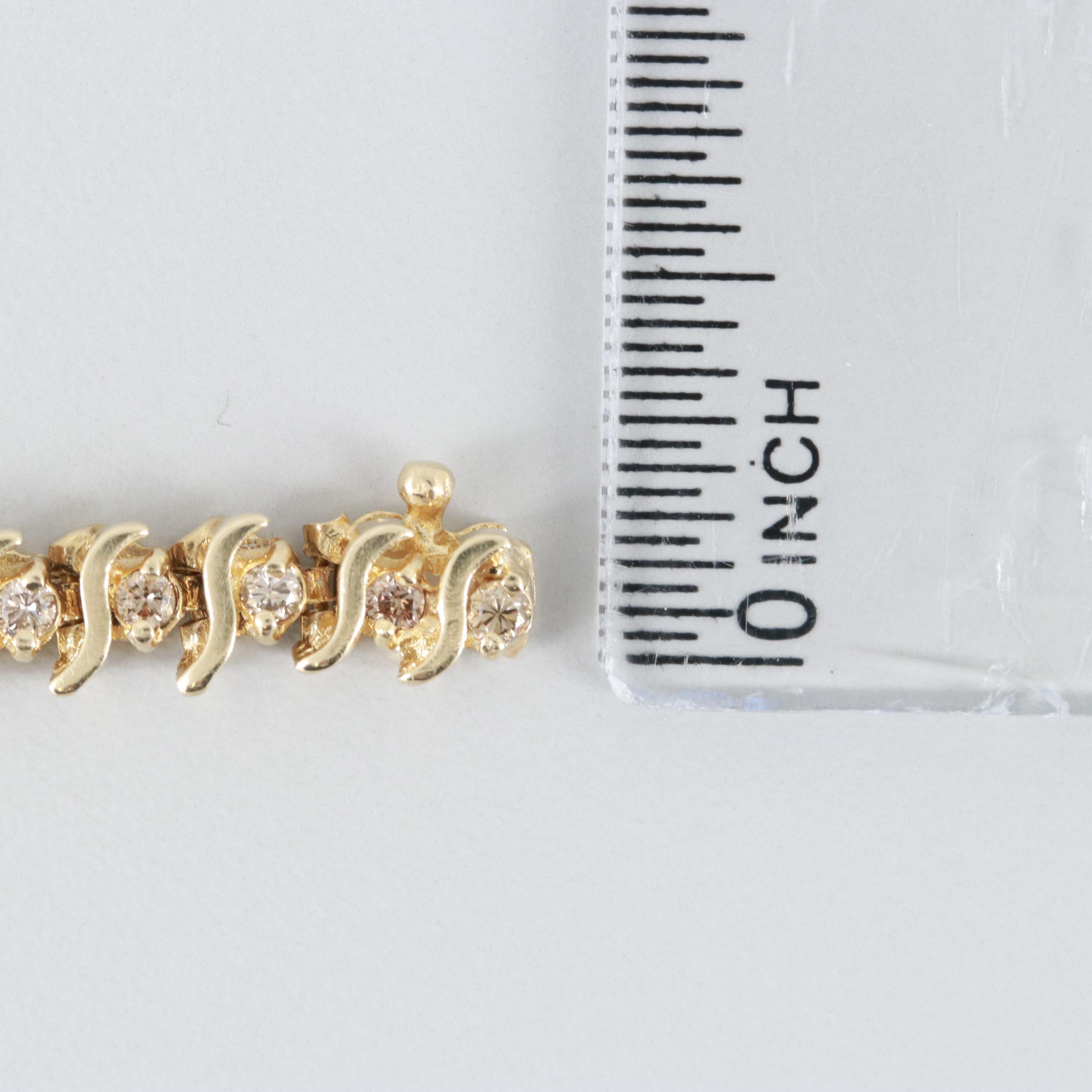 14K Yellow Gold 1.96 CTW Diamond S-Link Tennis Bracelet