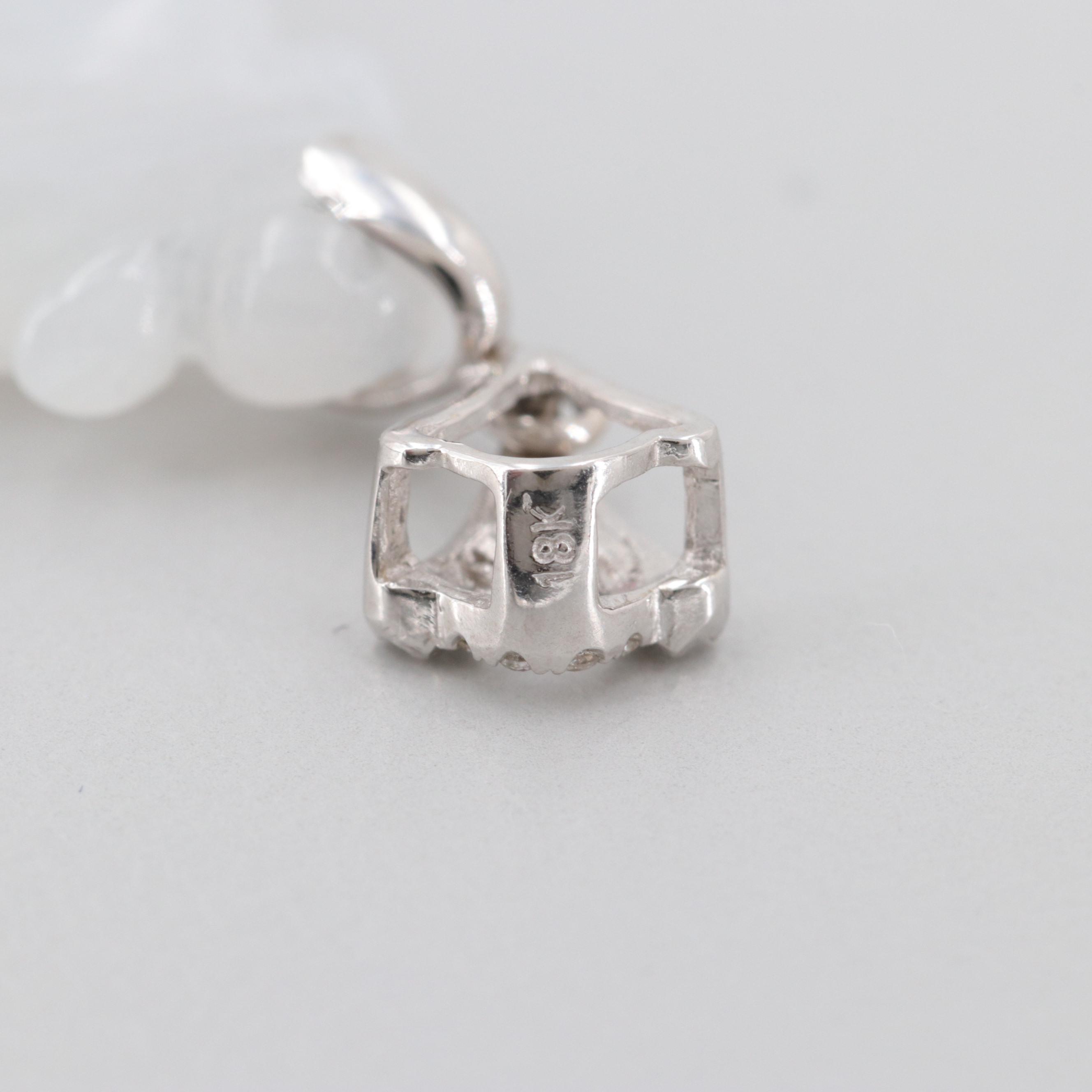 18K White Gold Carved Jadeite and Diamond Pendant