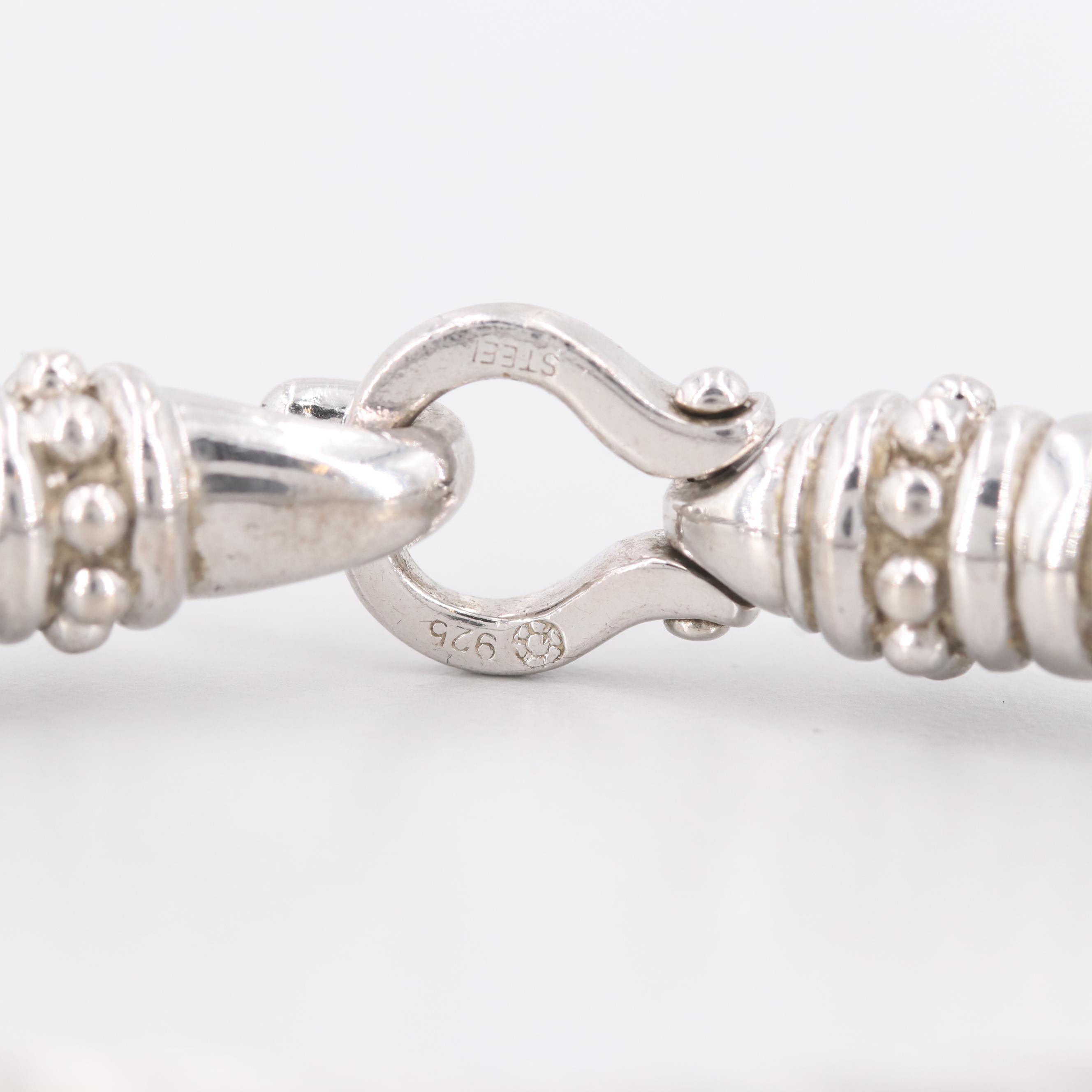 Stainless Steel and Sterling Silver Diamond Bracelet