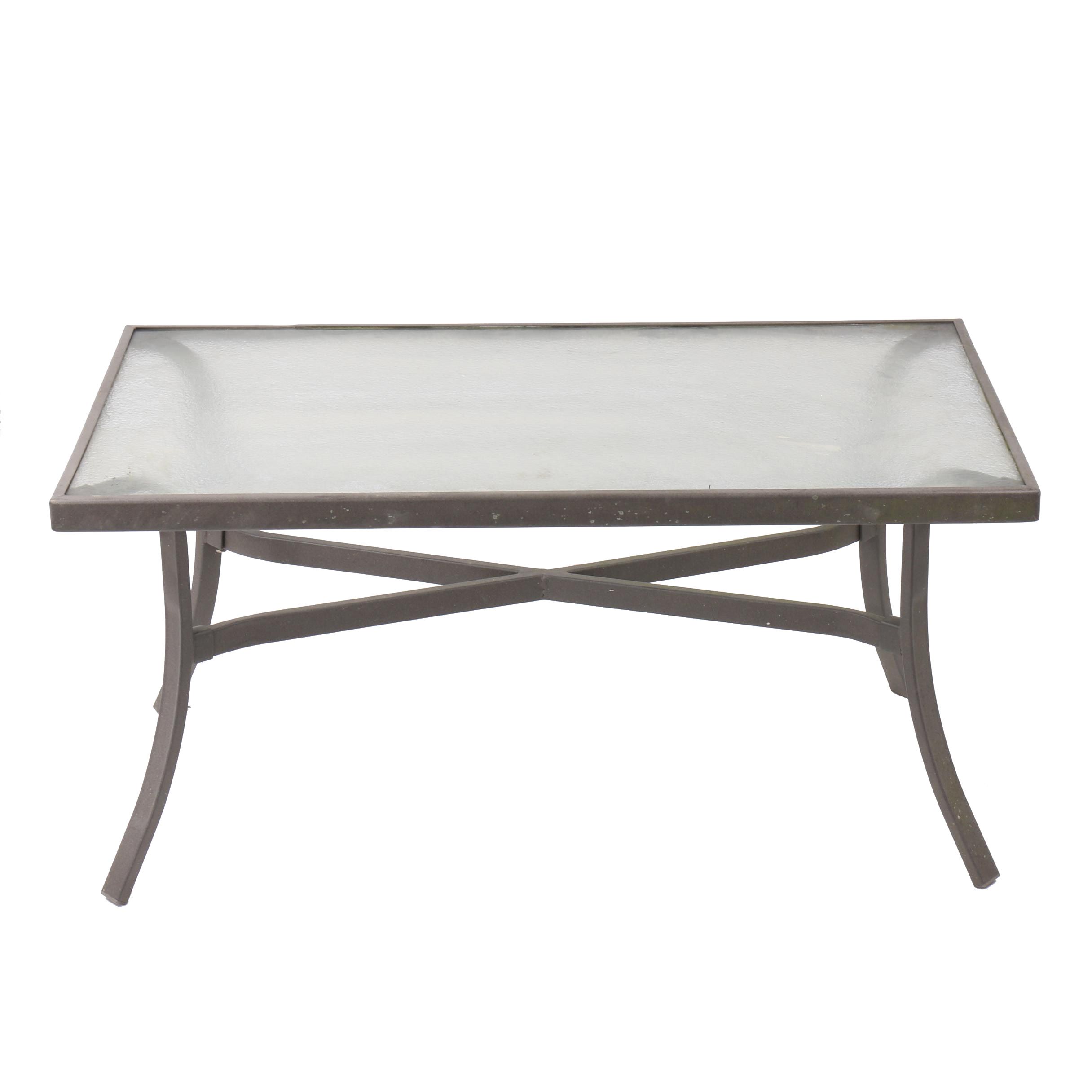 Contemporary Metal and Glass Patio Coffee Table