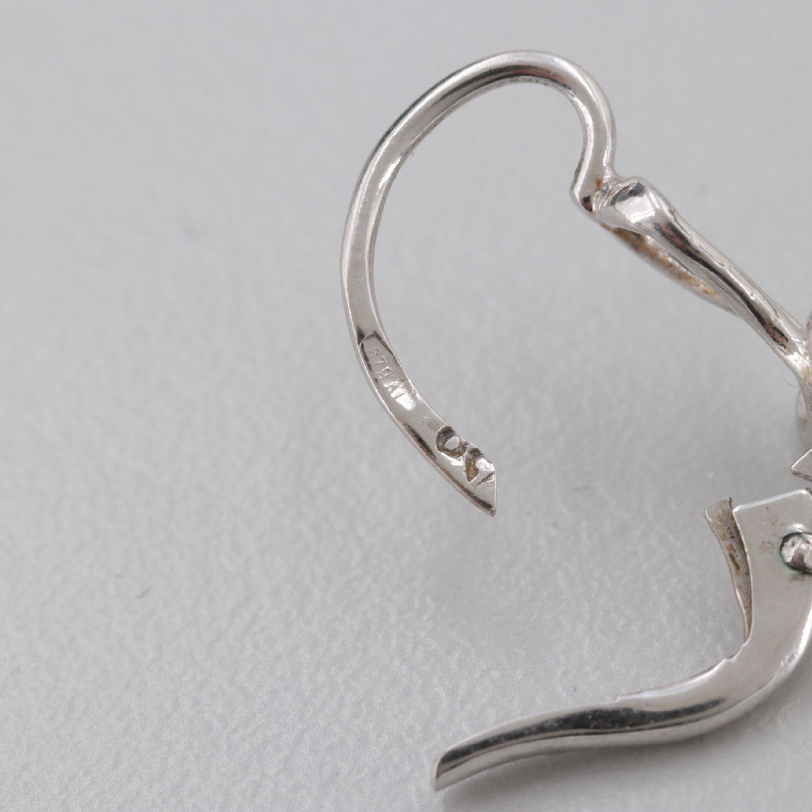 Vintage 18K White Gold Cultured Pearl and White Topaz Necklace and Earrings